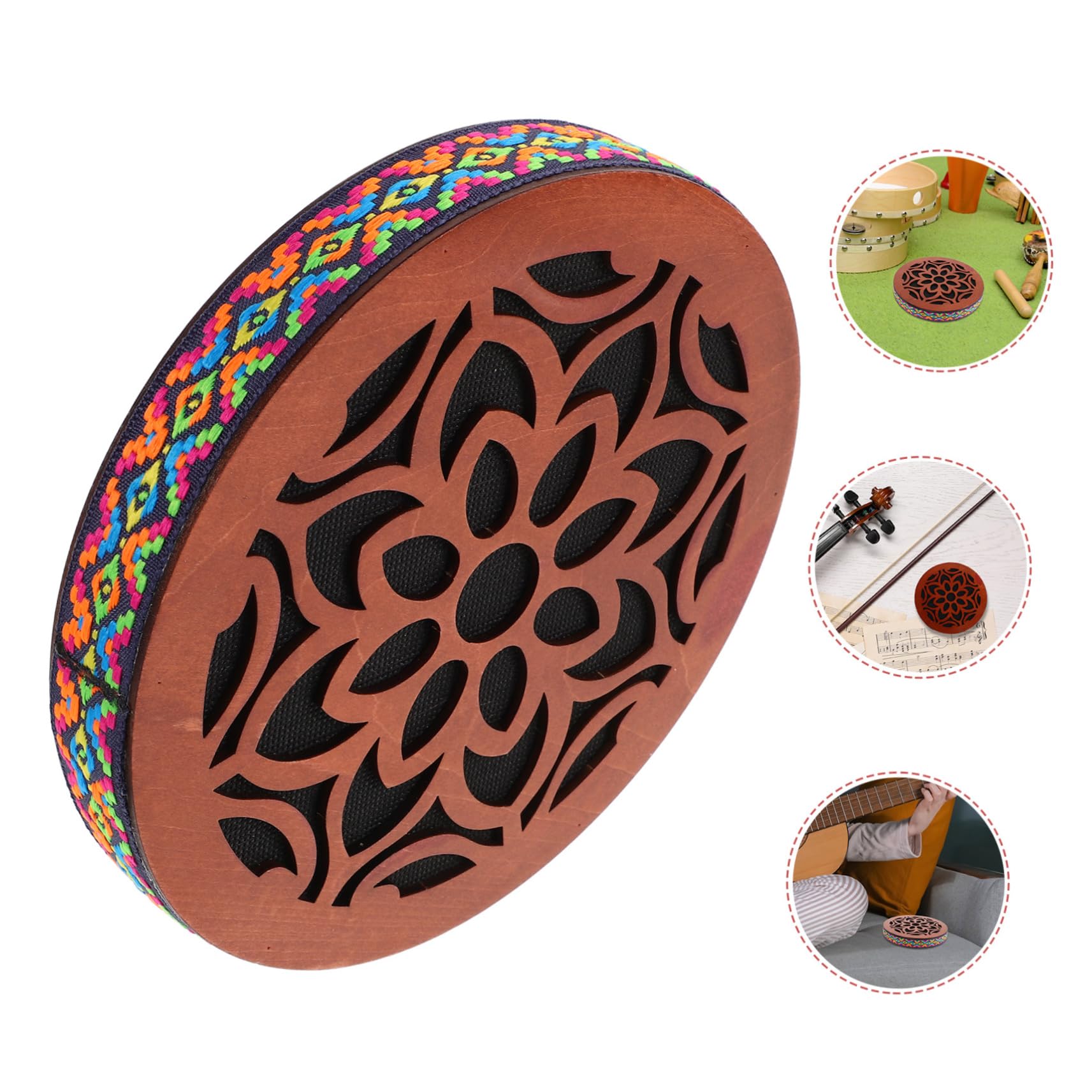 Tambor Oceánico de Mano de Madera 8 Pulgadas para Música Meditativa | Sonido Relajante del Agua, Instrumento de Percusión Étnica Portátil, Estilo Tradicional