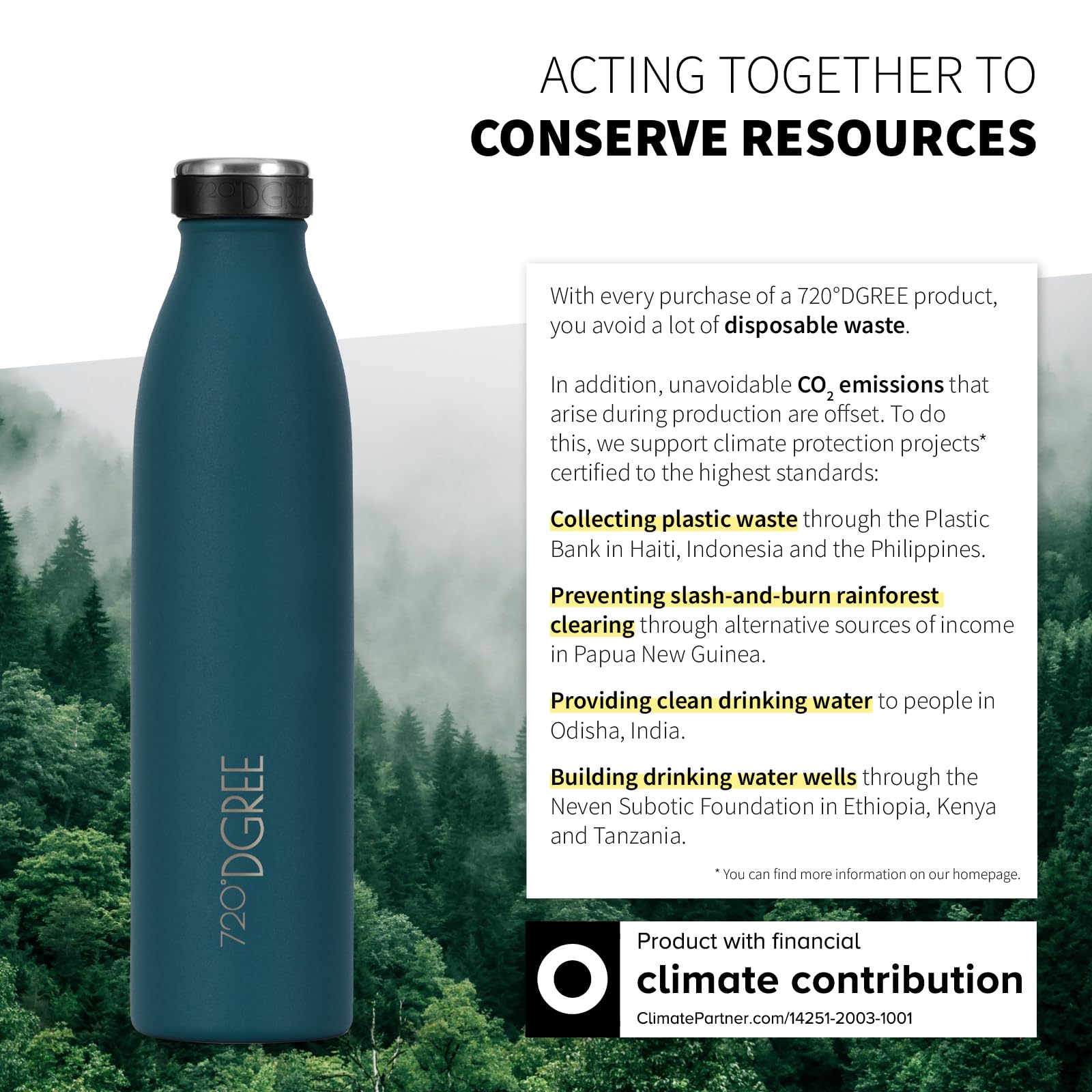 720°DGREE Gourde Acier Inoxydable "milkybottle" – 1000ml, Vert | Bouteille Isotherme d'eau | Revêtement durable parfaite pour enfants, sport, l'ecole | Isolée Qualité supérieure - 5