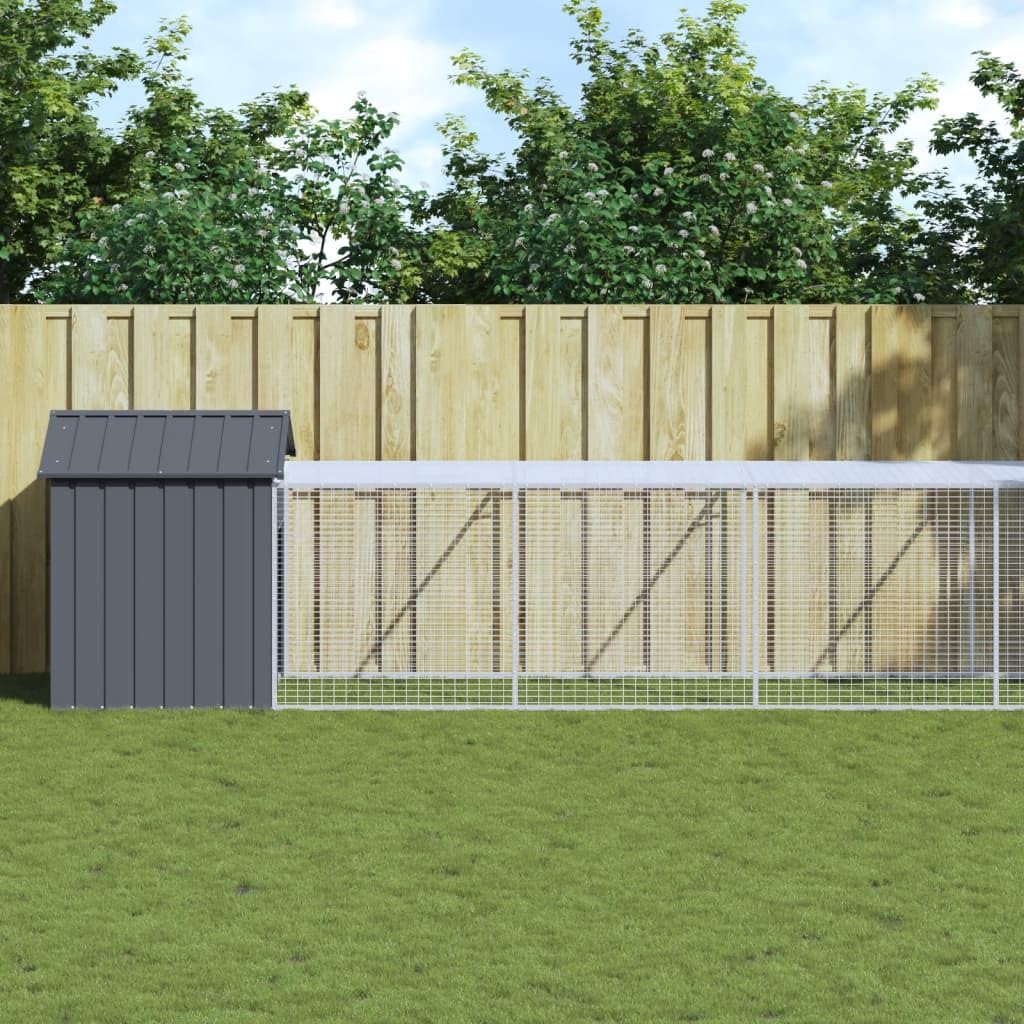 Homgoday Jaula para pollos de acero galvanizado, 117 x 609 x 123 cm, color antracita, gallinero y corral, gallinero, jaula para gallinas, patos, conejos, perros, jaula para aves de corral, animales y