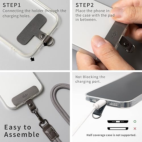 Miniatura 7 de Correa cruzada y cuello para teléfono  1 correa para el cuello personalizable, 1 pestaña extraíble de piel sintética para teléfono celular, soporte