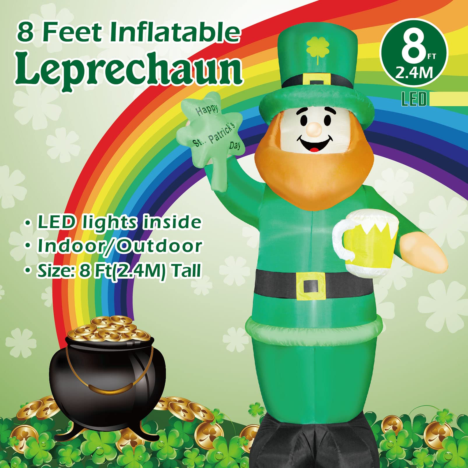 Shamrock Inflatable Patrick Blow Up Costume Costway 6 Ft St Patrick's Day Inflatables ...