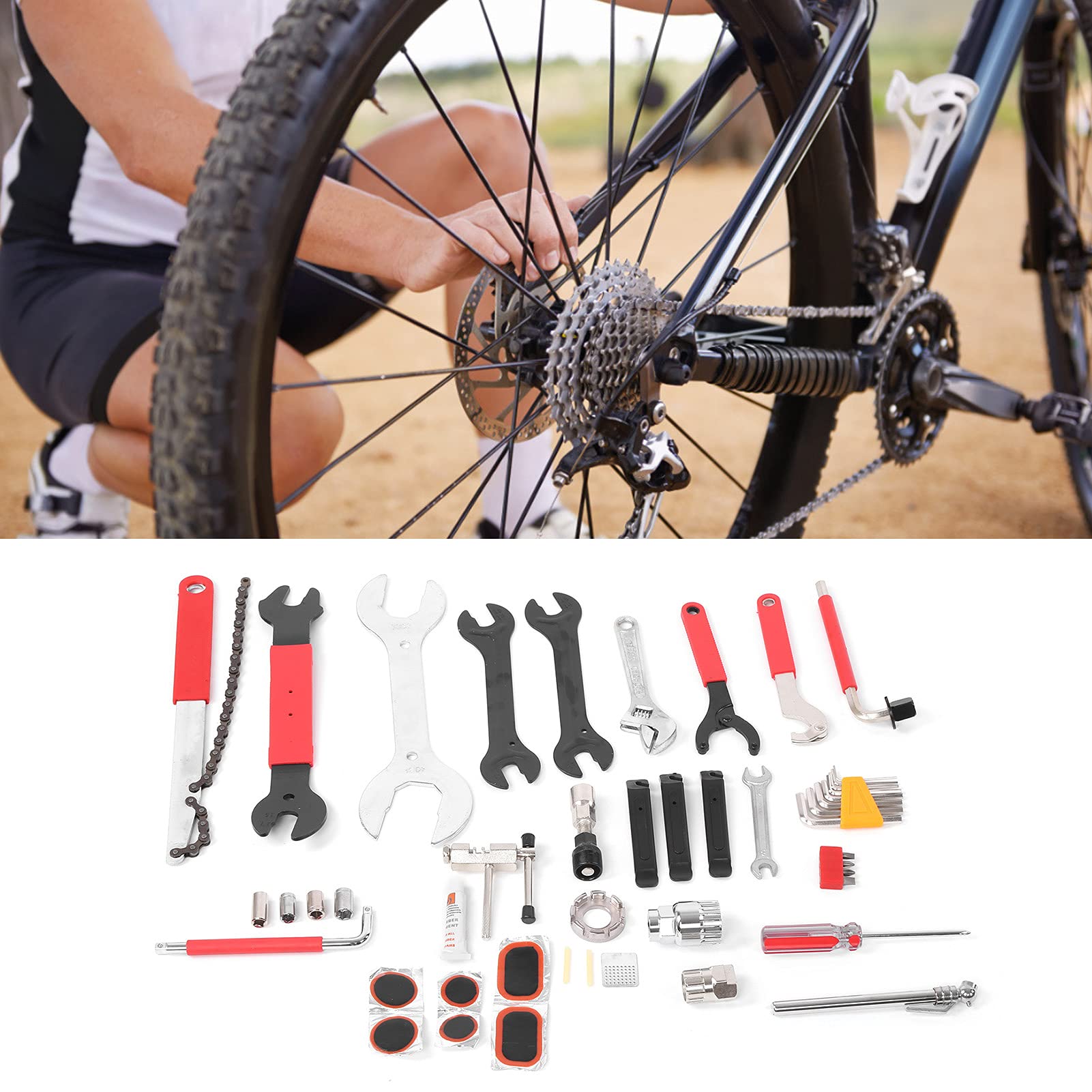 Fahrrad-Stahl-Reparatur-Set, Ausrüstung, Werkzeugkasten, Universal-Werkzeug-Set, Wartung, Heimmechaniker, tägliches Fahrrad