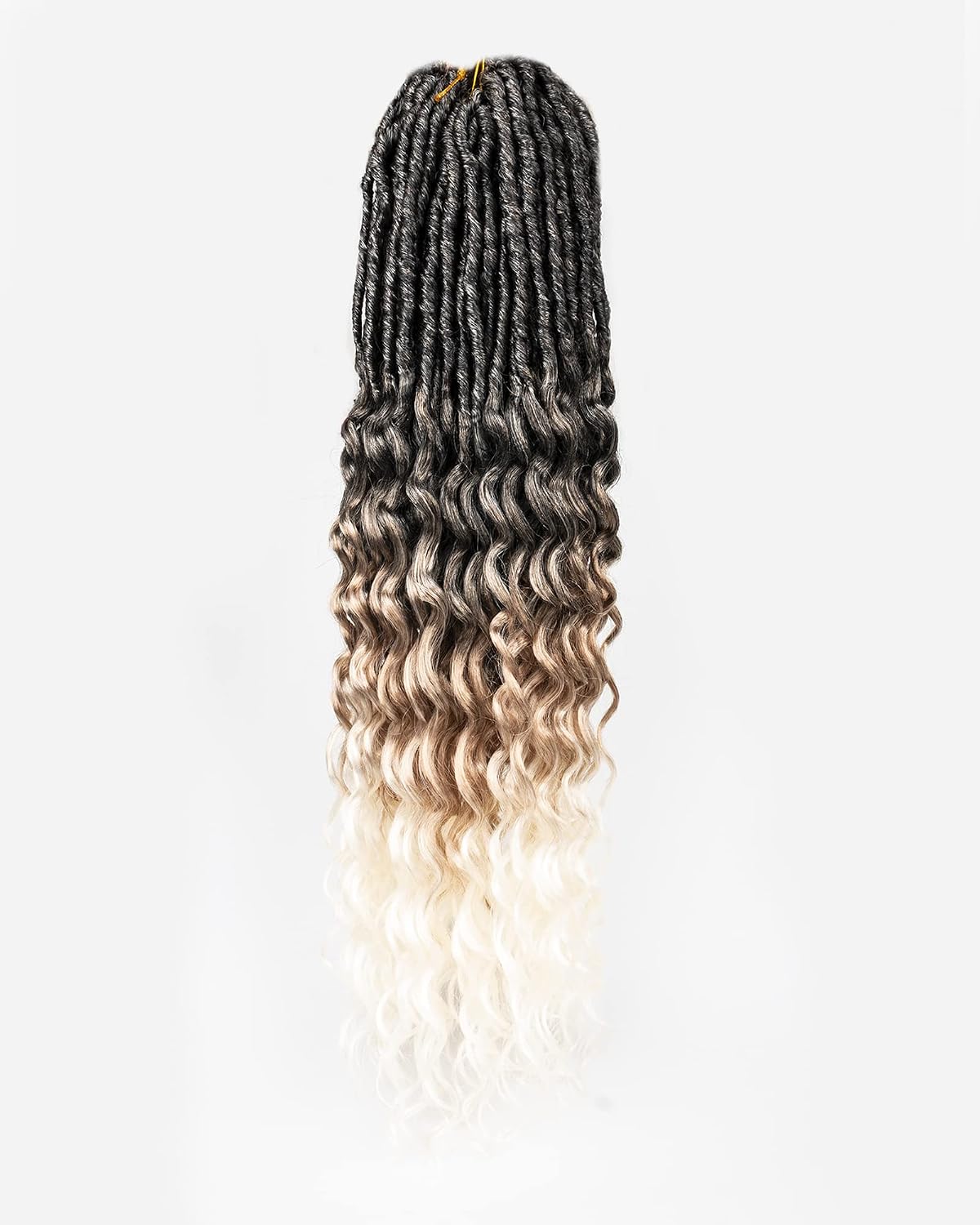 Faux Locs Crochet Hair for Black Women- 24 Inches 8 Packs Pre Looped Ombre Black to Blonde Off-white 112 Strands Synthetic Hair Extensions, Soft Goddess Locs Braids with Long Deep Wave Curly