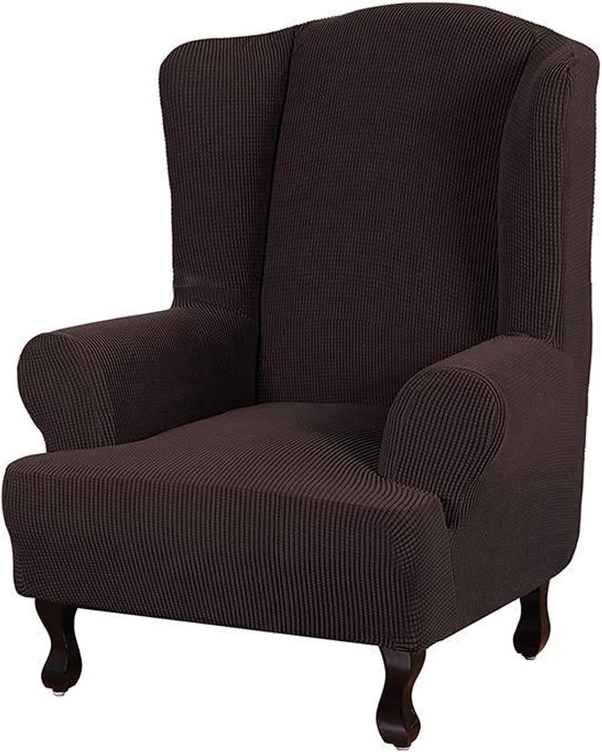 Konsilsa 1-Piece Wingback Chair Slipcover Stretch Wingback Chair Covers,Wingback Armchair Sofa Slipcover Chair Coversfor Living Room Wing Chair (Color : Dark Coffee)