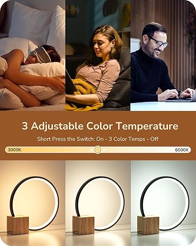 Miniatura 5 de EDISHINE Lámpara de mesa LED, lámpara de noche con control táctil, temperatura de 3 colores, atenuación continua máxima de 475 lúmenes, lámpara de