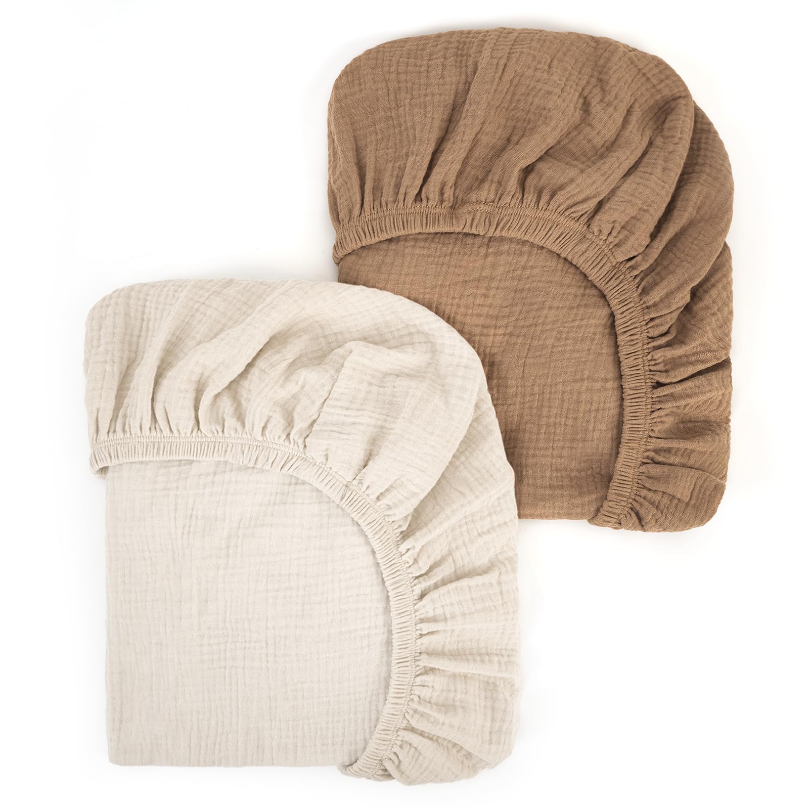 Peepeemax Lenzuola Navicella Universale, Neonato Lenzuola Culla Neonato Lenzuola Carrozzina,100% Mussola di Cotone 70x32 70x35 75x35cm 80x40cm, Marrone chiaro