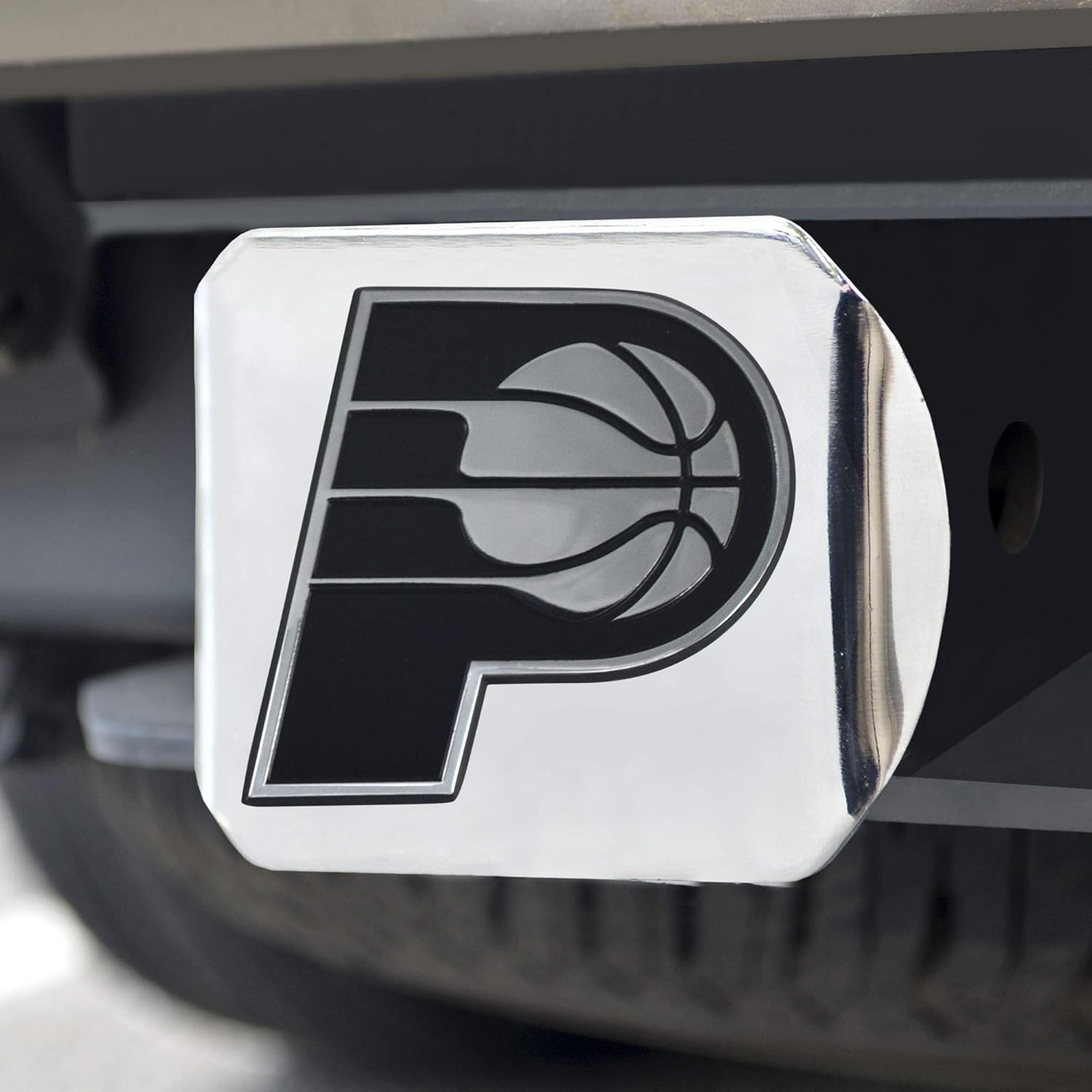 FANMATS 21323 Indiana Pacers Chrome Metal Hitch Cover with Chrome Metal 3D Emblem