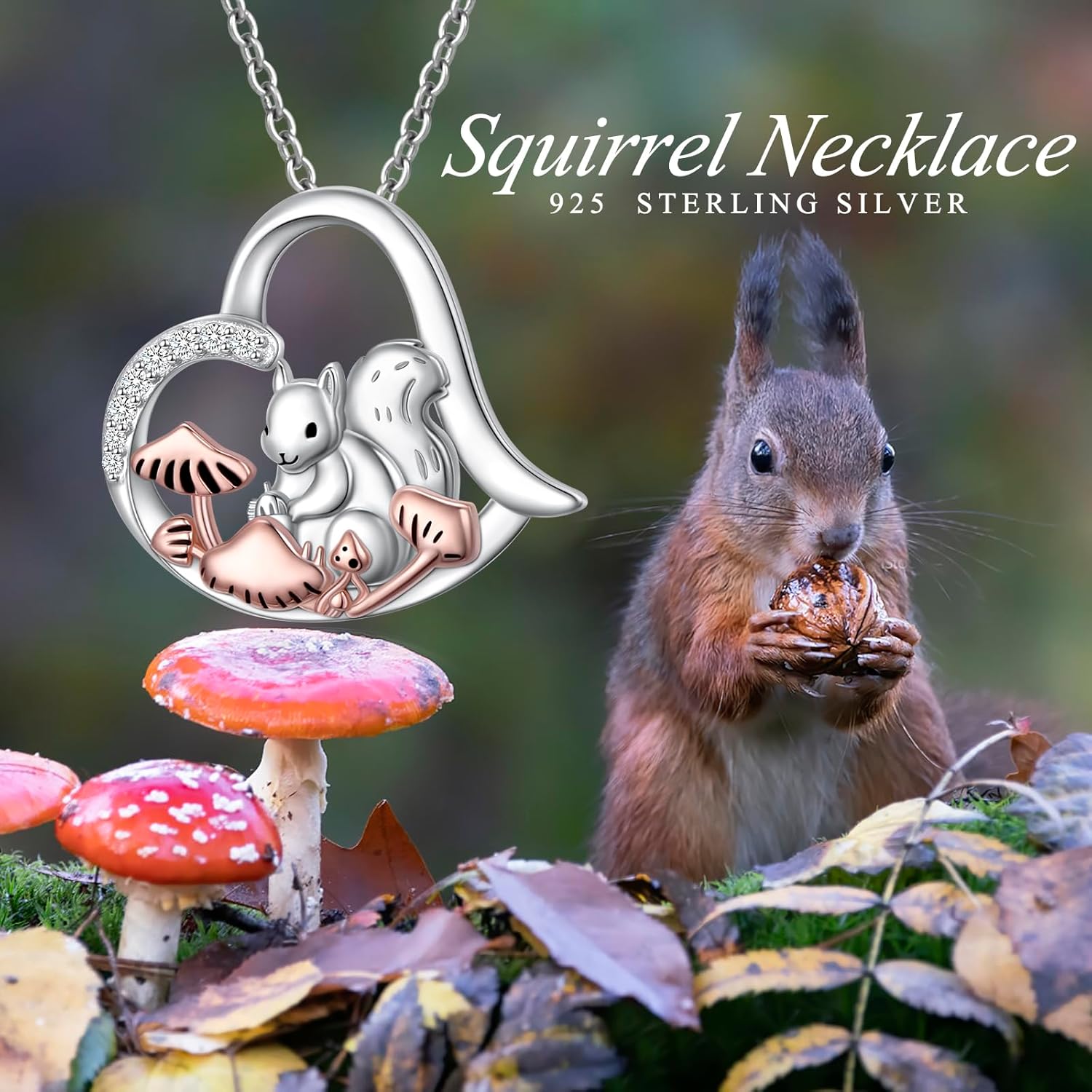 FLYOW 925 Sterling Silver Cute Animal Jewelry Pig/Pandas/Bunny/Corgi/Squirrel Pendant Necklace for Women Birthday Christmas Pet Fans Gifts