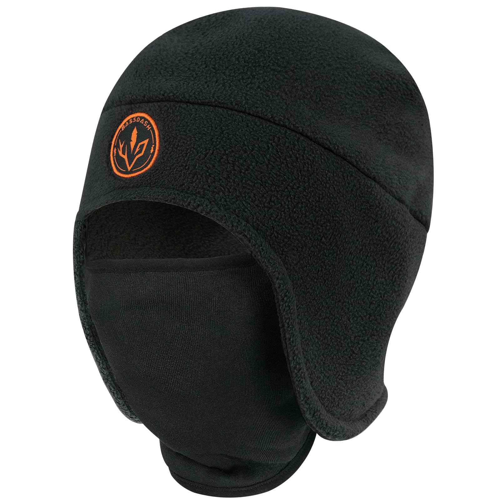 Bassdash Bass Dash Fleece Beanie, 2-in-1 Hat, Mask, Earmuffs, Fishing, Hunting, Cold Protection, Ear Warmer Cap for Men and Women Free size Black