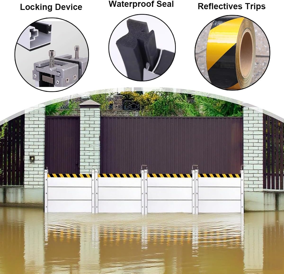 Heavy Duty Flood Barrier Reusable, Garage Doors Aluminum Flood Prevention Panels for Home Exterior, Quick Emergency Block Water Board for Basement Entrance Backyard Gates(7ftx3.28ft LxH)