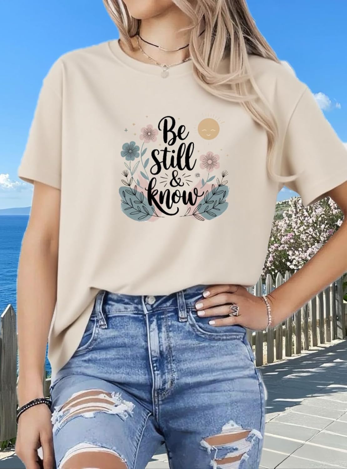 Bible Shirt for Women Funny Graphic Pattern Summer Classic Short Sleeve Outdoor Tops - Image 4