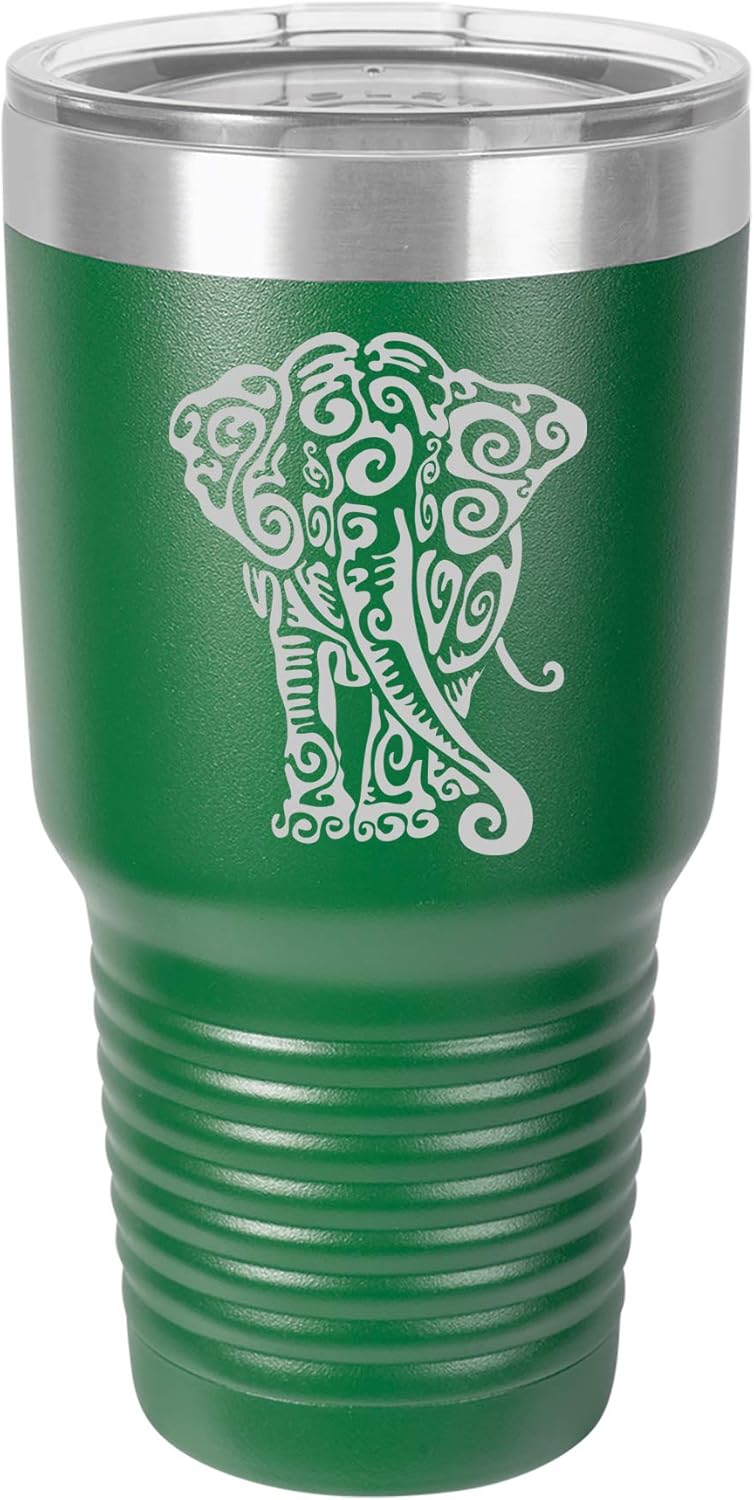 Tumbler Stainless Steel Vacuum Insulated Travel Mug Tribal Elephant (Hot-Pink, 20 oz)