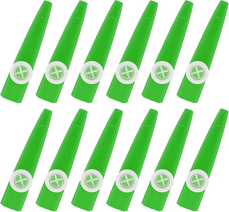Kazoos de plástico de 12 piezas, Kazoo musical, buen compañero para guitarra, violín, piano, teclado, ukelele, regalo para regalos de fiesta. (verde)