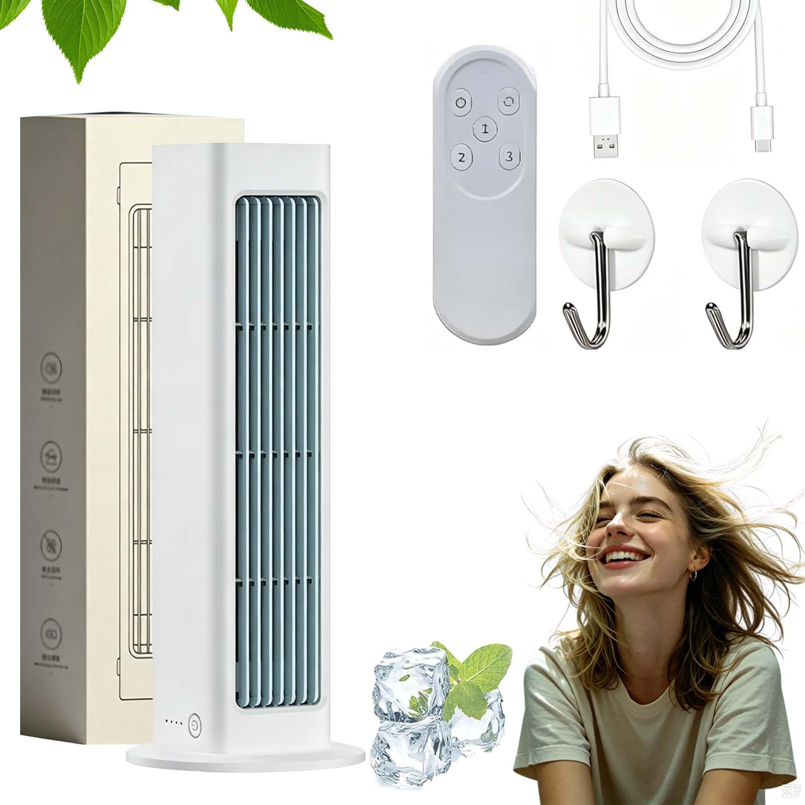 Breezamax – Qinux Breeza Max Climatiseur Portable, Rafraichisseur d'Air Réversible Mural et Bureau, Climatiseur Tactile Silencieux avec Télécommande, Version 2026 (Blanc)