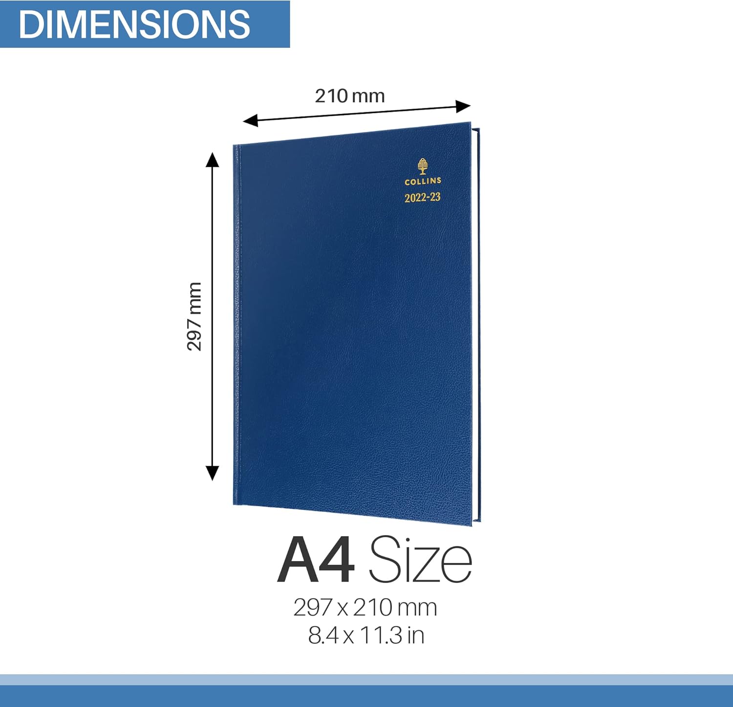 Collins Standard Desk A4 Day to A Page Mid Year (Appts) FSC MIX Academic 2022-23 Diary - Blue (44M.60-2223) - Student Journal Planner with diary, notes and timetables, A4 (297 x 210)