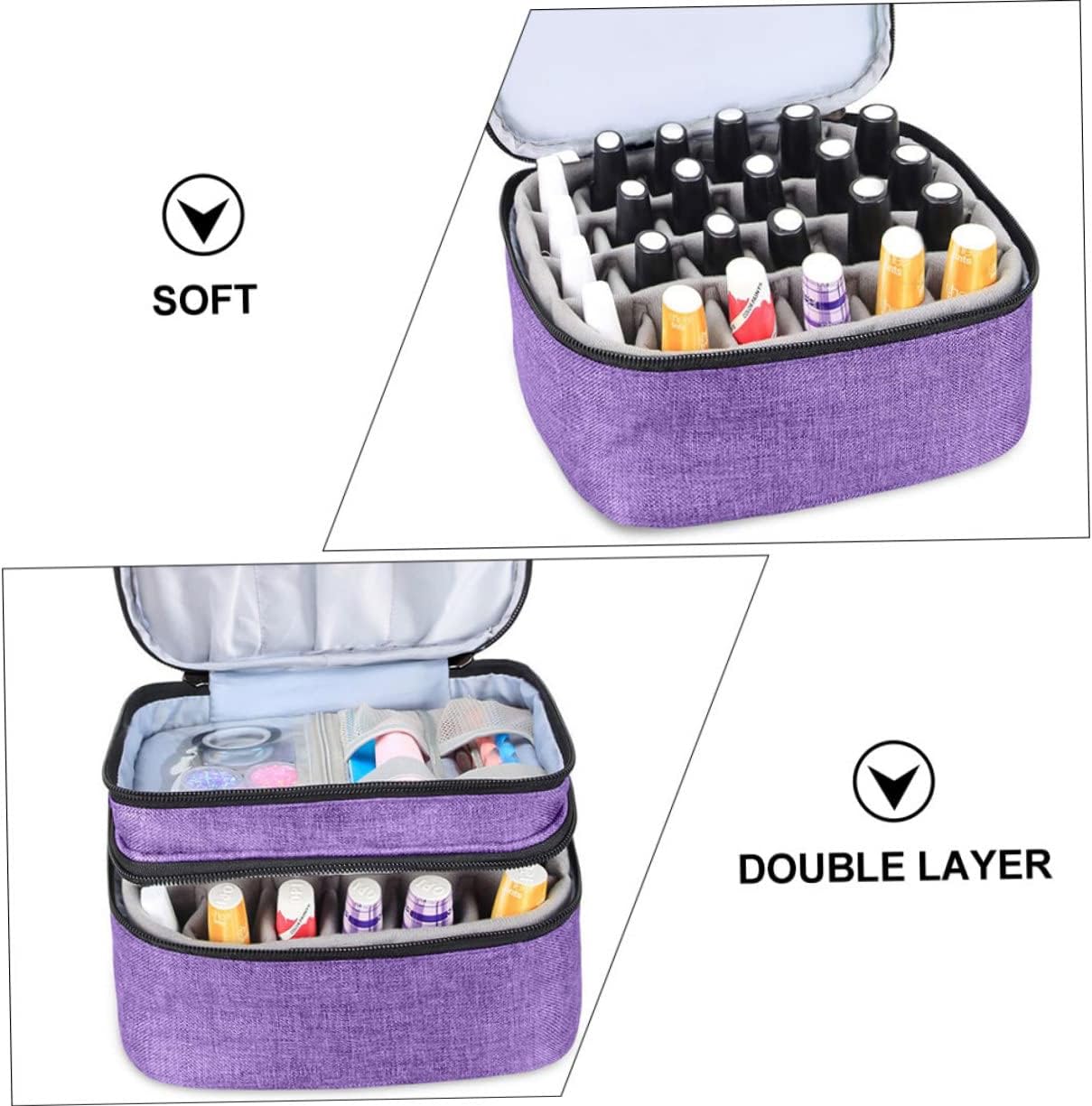 Storage Case Handle Double Nail Polish Carrying Bag for Bottles Capacity Portable Organizer for Cosmetics Material for Women
