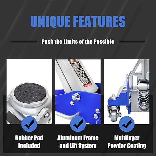 Miniatura 5 de BIG RED T815016L-1 Torin Gato hidráulico de bajo perfil de aluminio y acero para piso de carreras con bomba de elevación rápida de doble pistón,