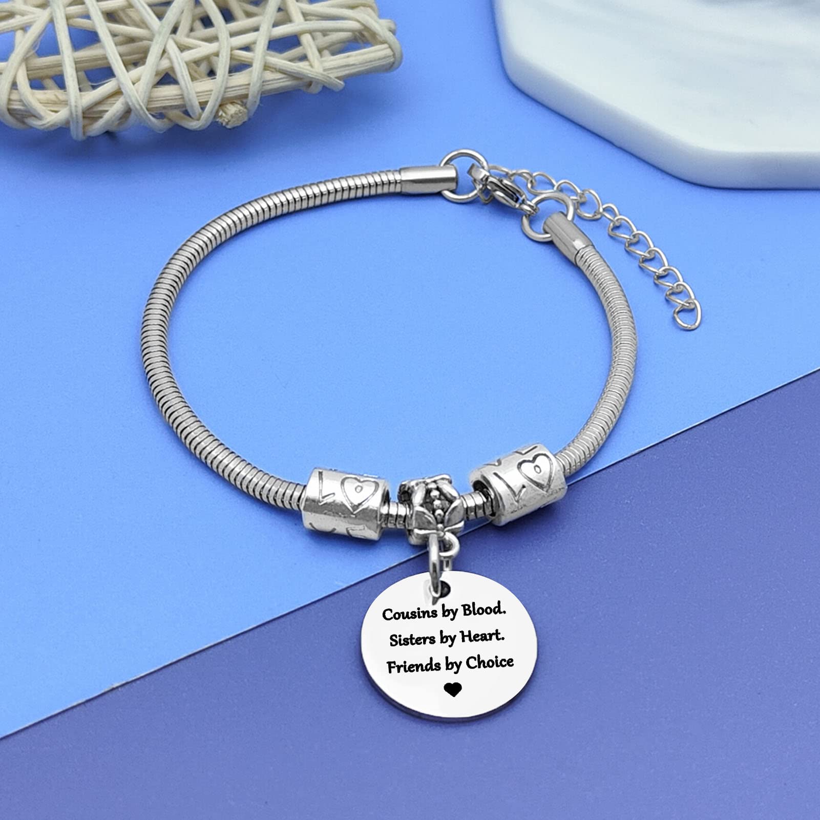 DlaeKua Cousin Gift Bracelet Stainless Steel Christmas Gift for Cousin Birthday Gift Long Distance Relationship Gift for Cousin