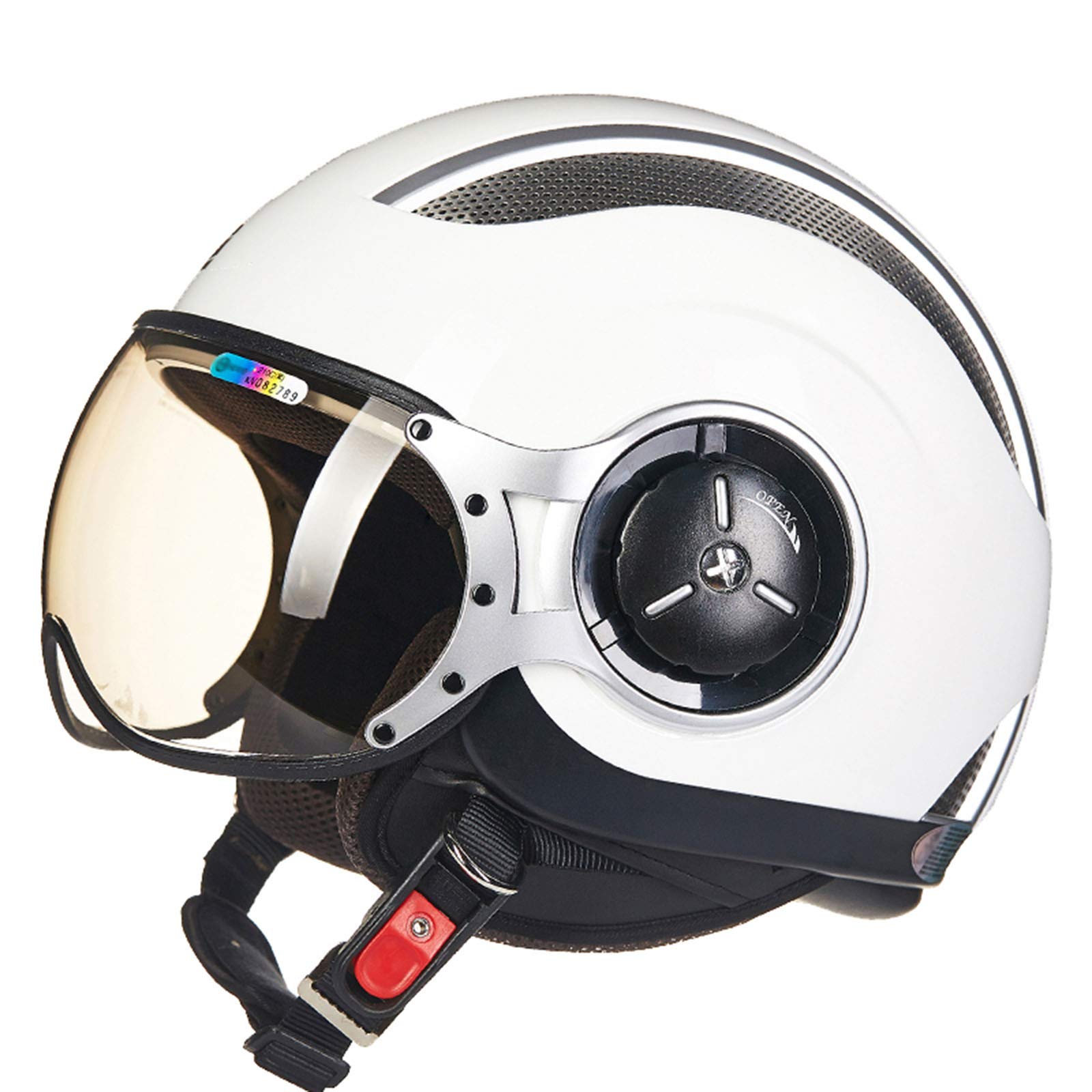 Volwassen Open Helm DOT Goedgekeurd Retro Motor Halve Helm Fit Heren Dames Scooter Cruiser Chopper Bromfiets Vintage Motor Jet Helmen met Zonneklep, Mat Zwart (54-62cm