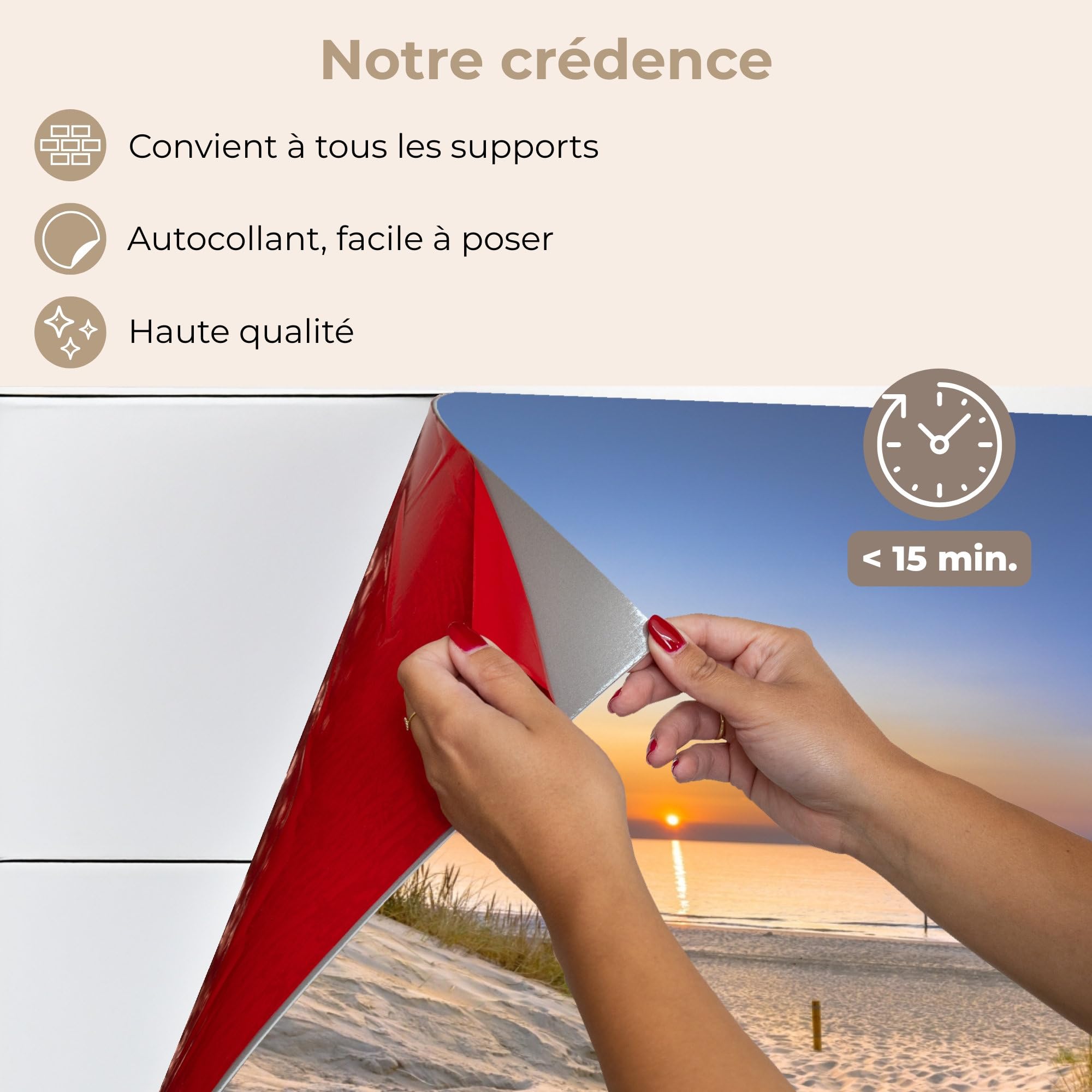KitchenYeah© Credence Cuisine 50x70 cm Adhesif Protection Mur Plaque De Cuisson Plastique Rigide Revetement Murale À Coller Dune - Coucher soleil - Horizon - Plage - Herbe