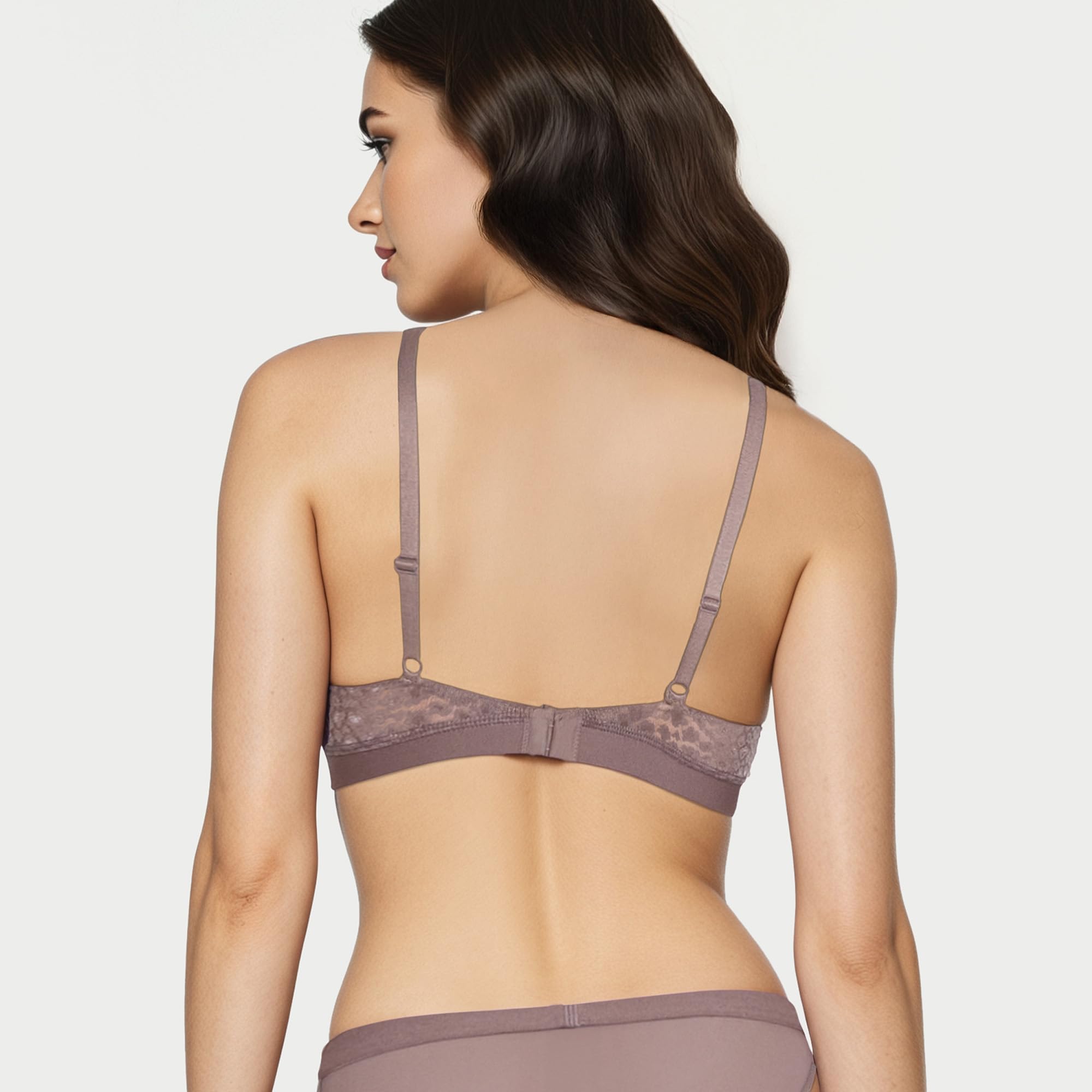 Enamor Sujetador balconette iluminado para mujer acolchado, sin varillas, cobertura media, jacquard de encaje en copas - SMB02
