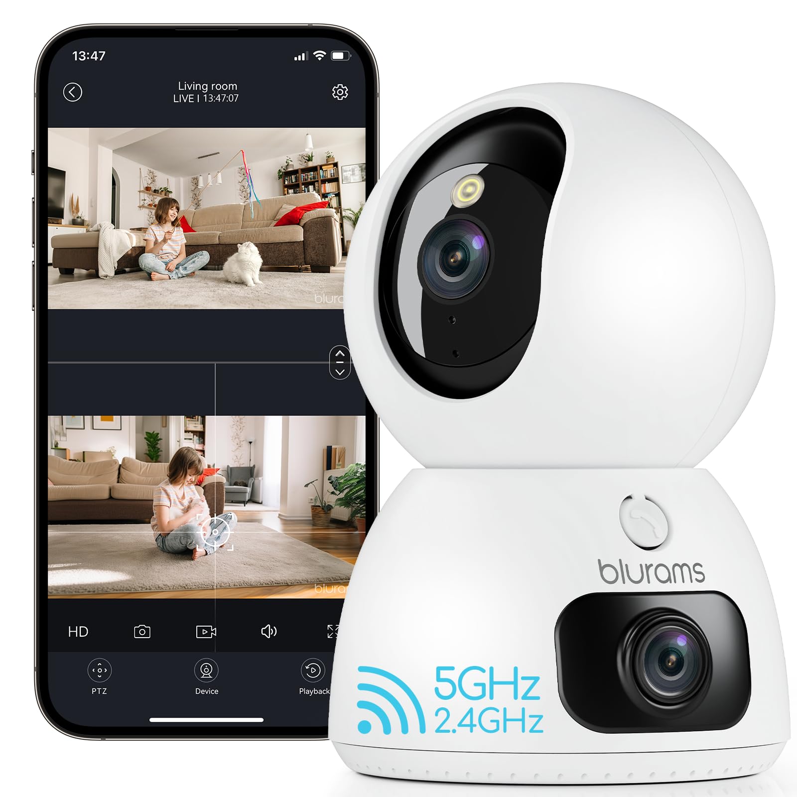 Telecamera Wi-Fi Blurams 2K Dual-Lens Con 360°, One-Touch Call E Visione Notturna A Colori