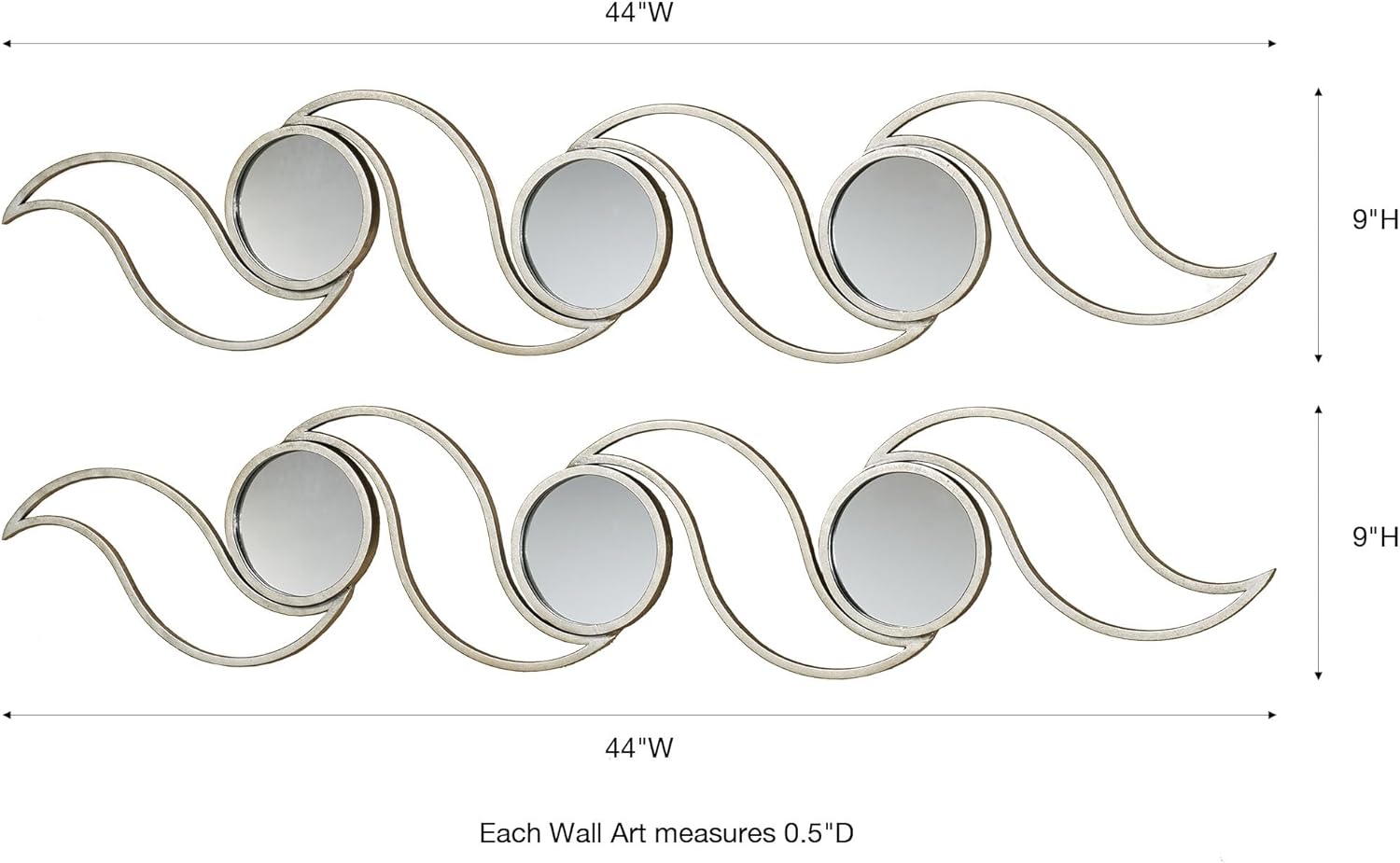 Chester Mirrored Wall Art Silver Set of Two