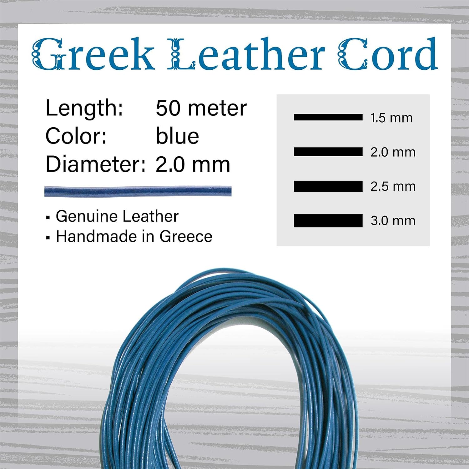 The Beadsmith Greek Leather Cord – Blue Color – 2mm Spool – 50 Meters/164 Feet – Leather Thong Ideal for Braiding, Beading, Necklaces, Fine Lacing, Hair Accessories & DIY Jewelry Making