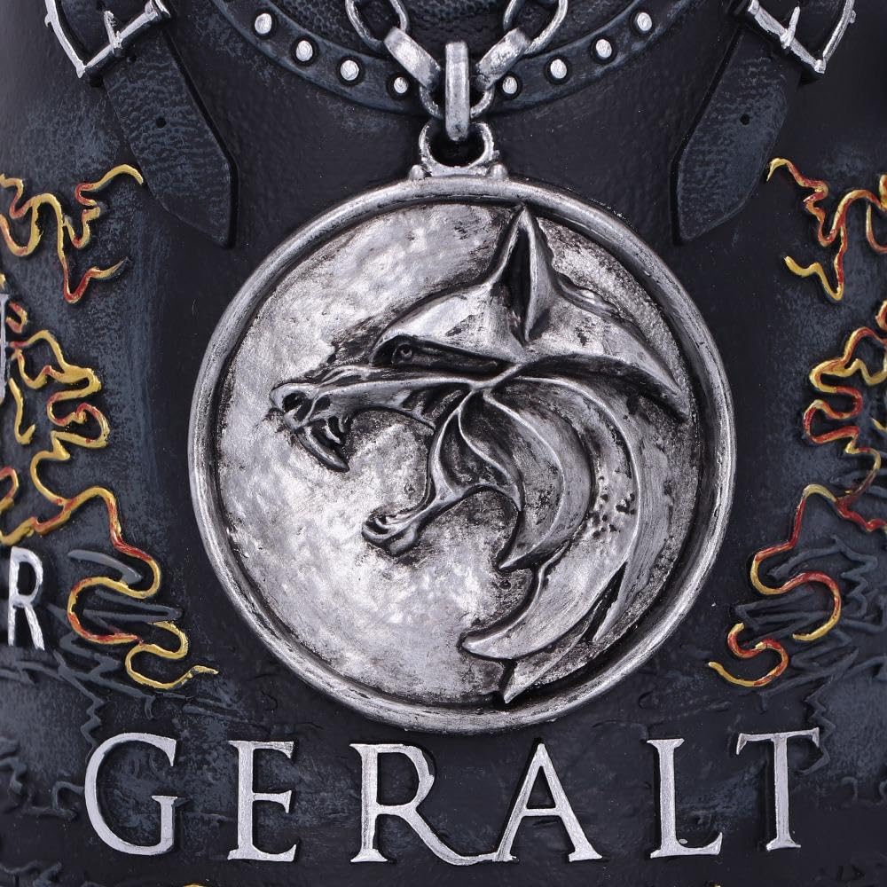 Nemesis Now Boccale con licenza ufficiale The Witcher Geralt of Rivia, nero, 15,5 cm