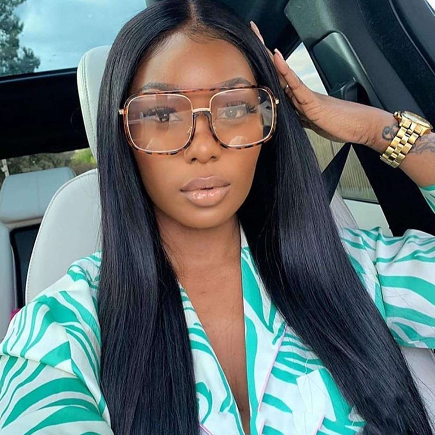 Black Straight Lace Front Wigs Human Hair 30 Inch, Brazilian Wigs Human Hair Full Lace for Black Women, Straight Wig 150 Density Pre Plucked with Elastic Bands