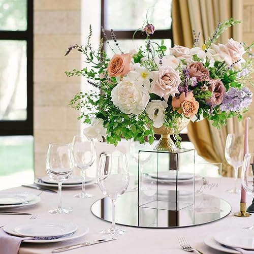 Miniatura 7 de Centros de mesa de espejo de 12 pulgadas, juego de 12 espejos redondos para centros de mesa, placas de espejo de vidrio de 0.079 pulgadas, bandeja