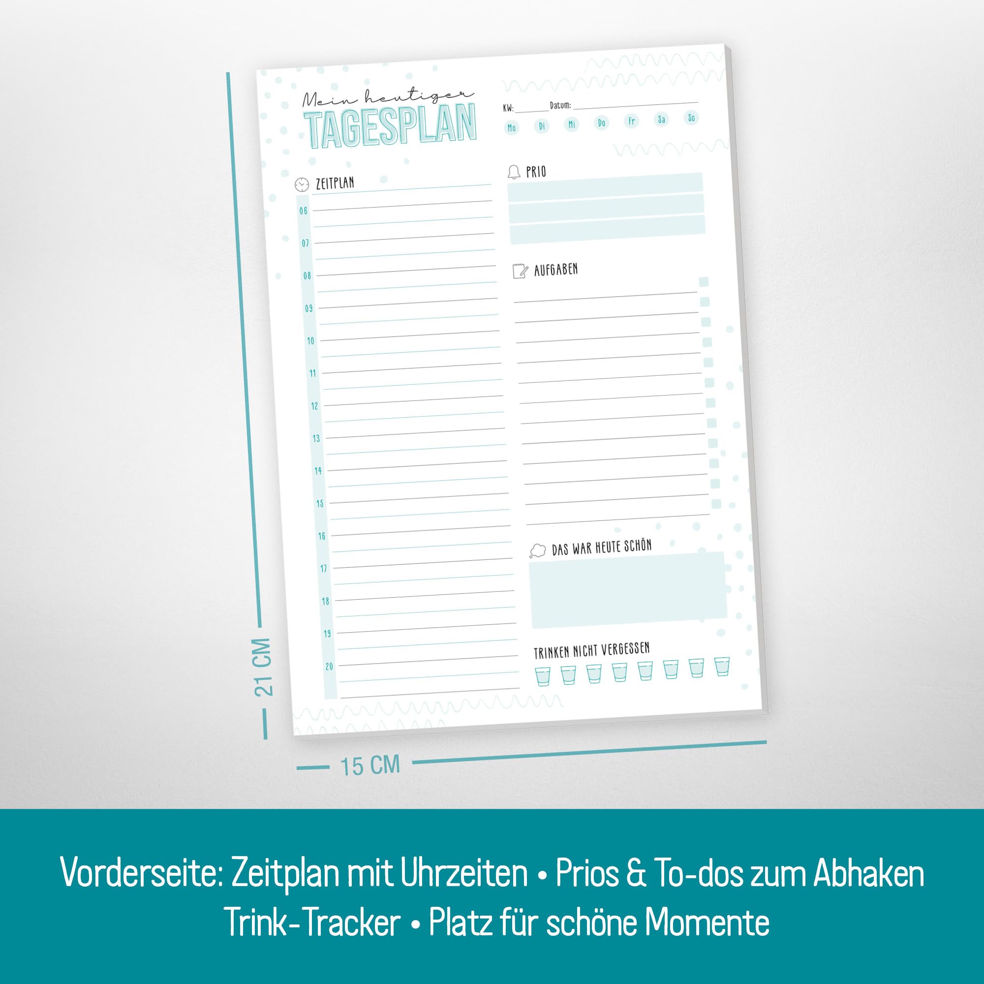 Paper&you® Agenda Semainier Bloc A4 Sans Date Fixe "Feuille D'or" 50 Feuilles Avec Des Choses à Faire, Liste De Courses, Grand Champ De Notes & Plus - Durable & Respectueux Du Climat