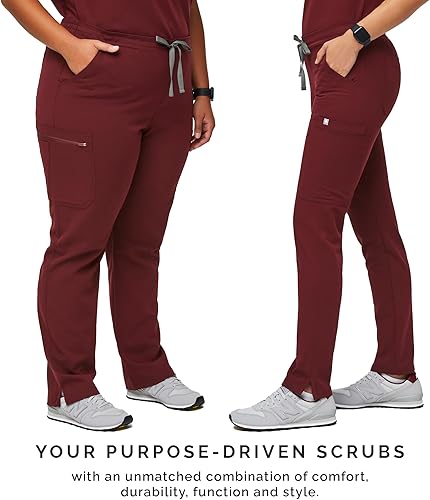 Miniatura 6 de FIGS YOLA - Pantalones médicos ajustados para mujer, ajuste delgado, pierna recta, 11 bolsillos, elásticos en 4 direcciones, antiarrugas