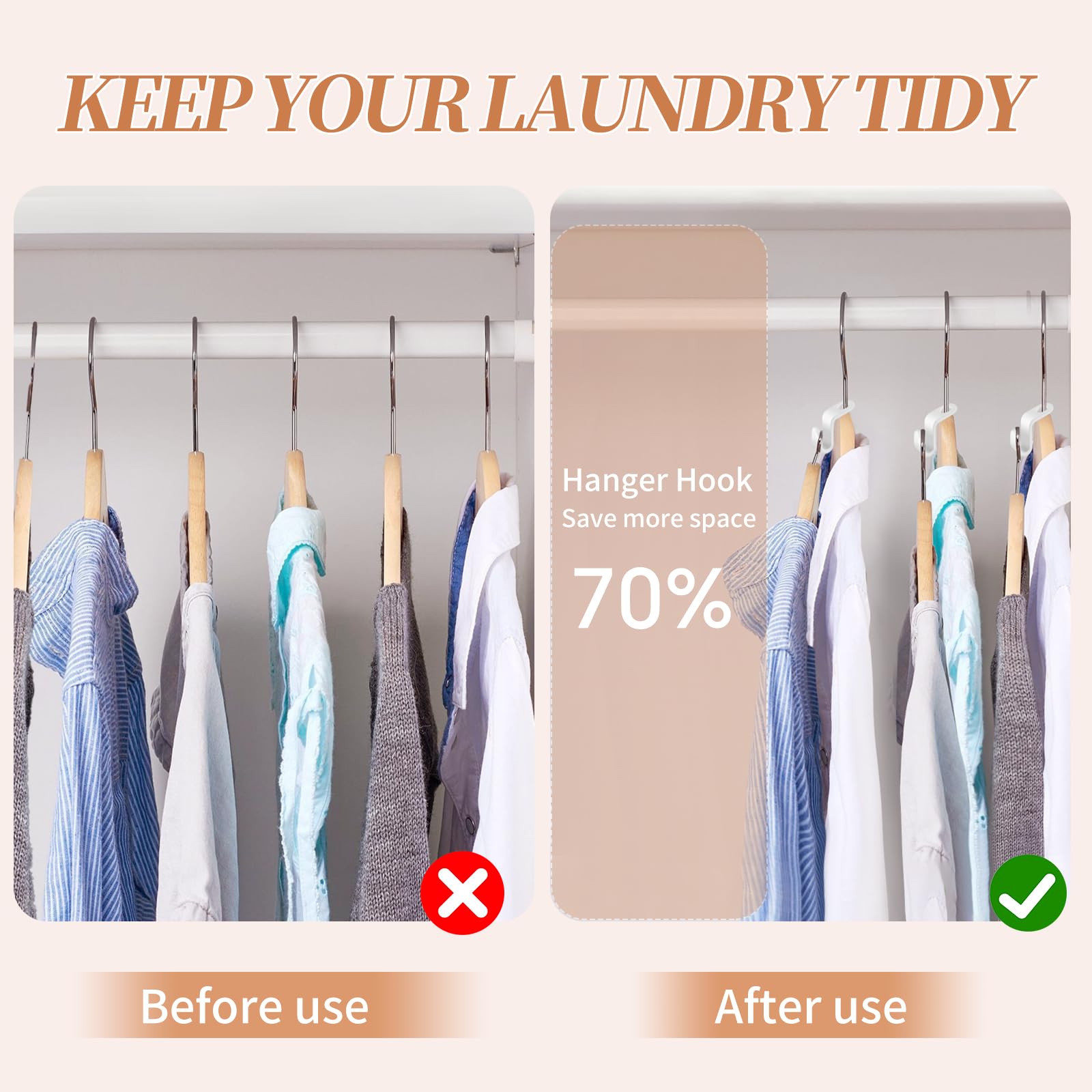 50 Ganci Connettori Per Appendiabiti - Salvaspazio Armadio In Plastica Bianca - Foto 7