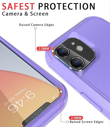 Miniatura 3 de Diverbox - Funda para iPhone 11 a prueba de golpes y caídas, pantalla de vidrio templado + protector de lente de cámara, protección de alta