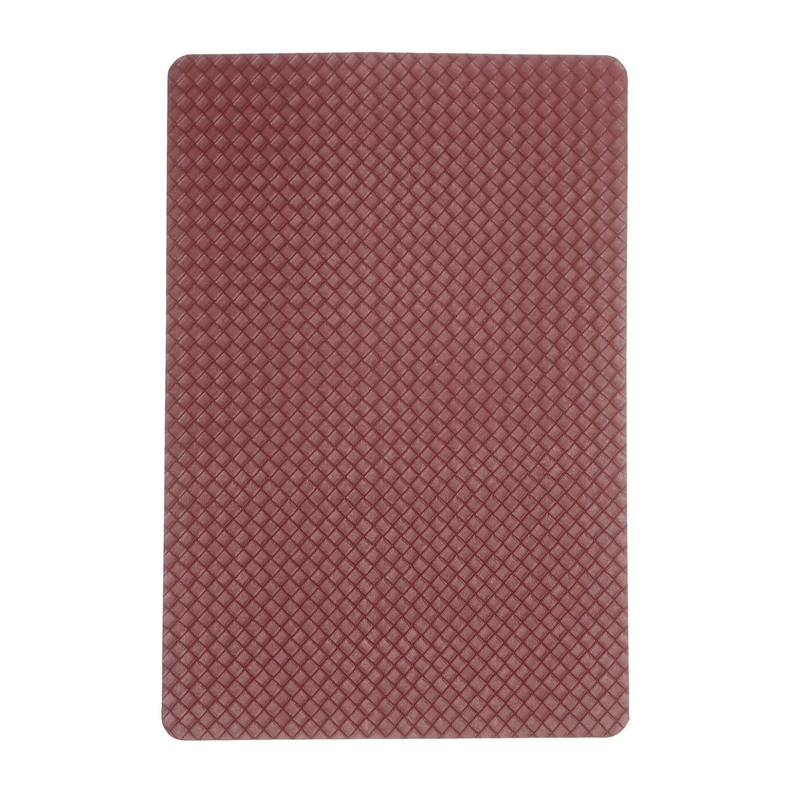 Platzdeckchen Vintage Landhausstil 10er Set, Platzsets Rot 30x45cm Rechteck mit Gittermuster Leder