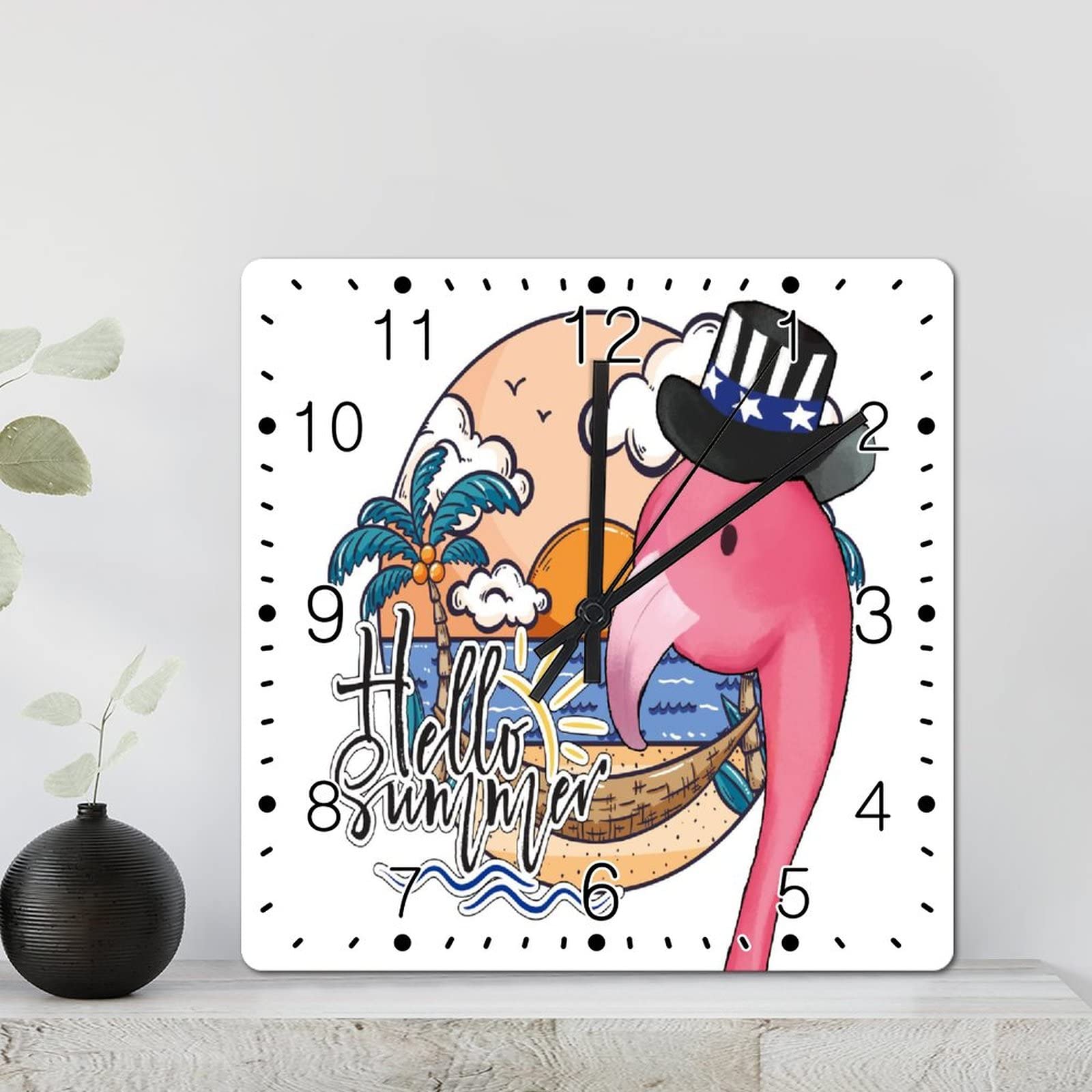 Horloge murale flamant rose 30cm silencieuse pour chambre et cuisine