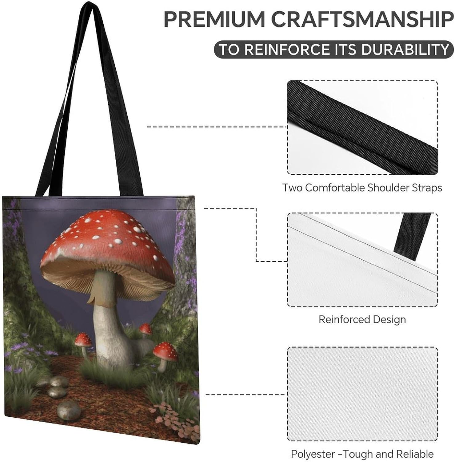 Cute Aesthetic Canvas Tote Bag for Women Lady Reusable Grocery Bag image 5