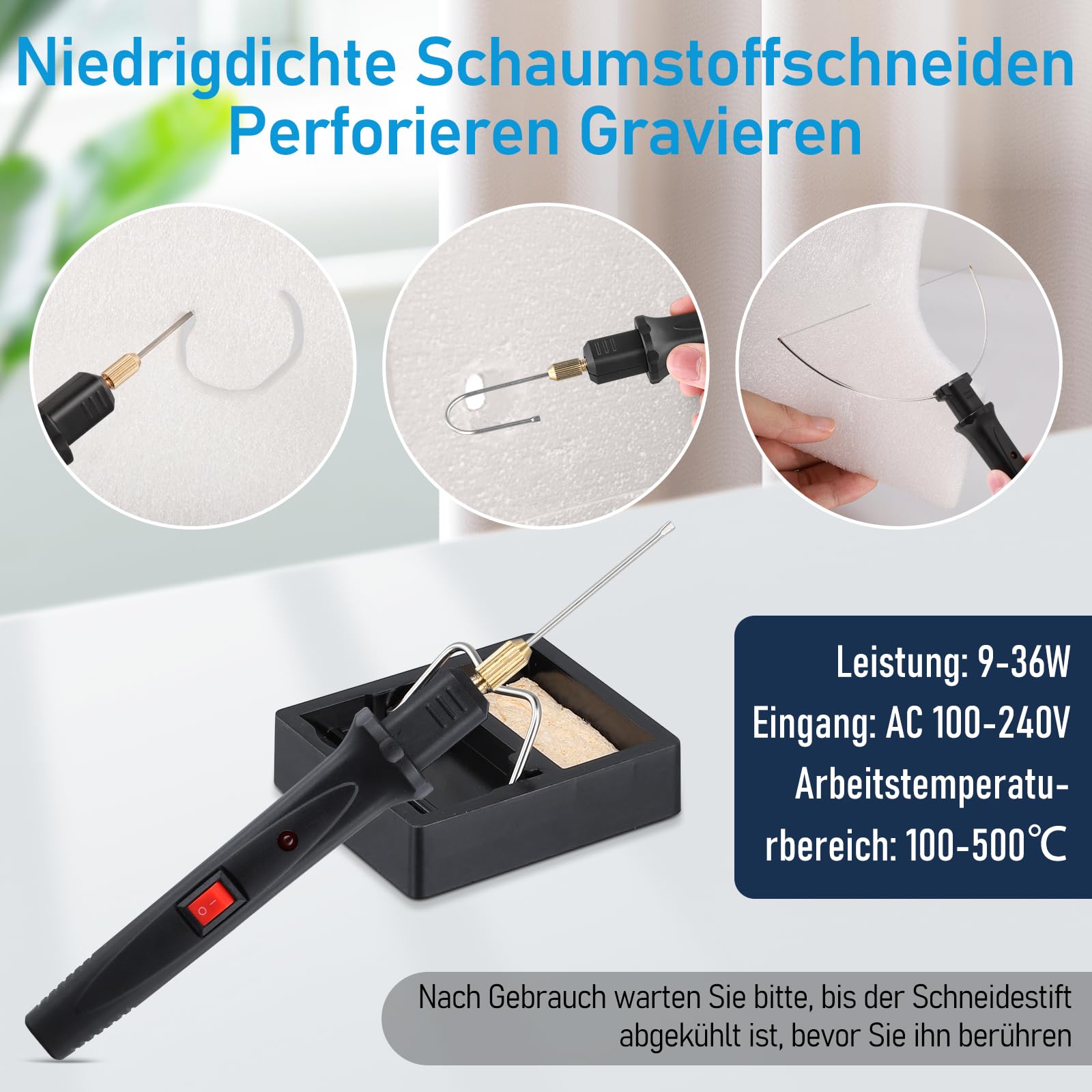 Styroporschneider Heißdrahtschneider Kits mit Digitalem Spannungsregler,Hot Elektrischer Styropor Schneider,100-240V/18W Heiß-styroporschneider für Schnittkanten Kunststoffe & styropor (Schwarz)