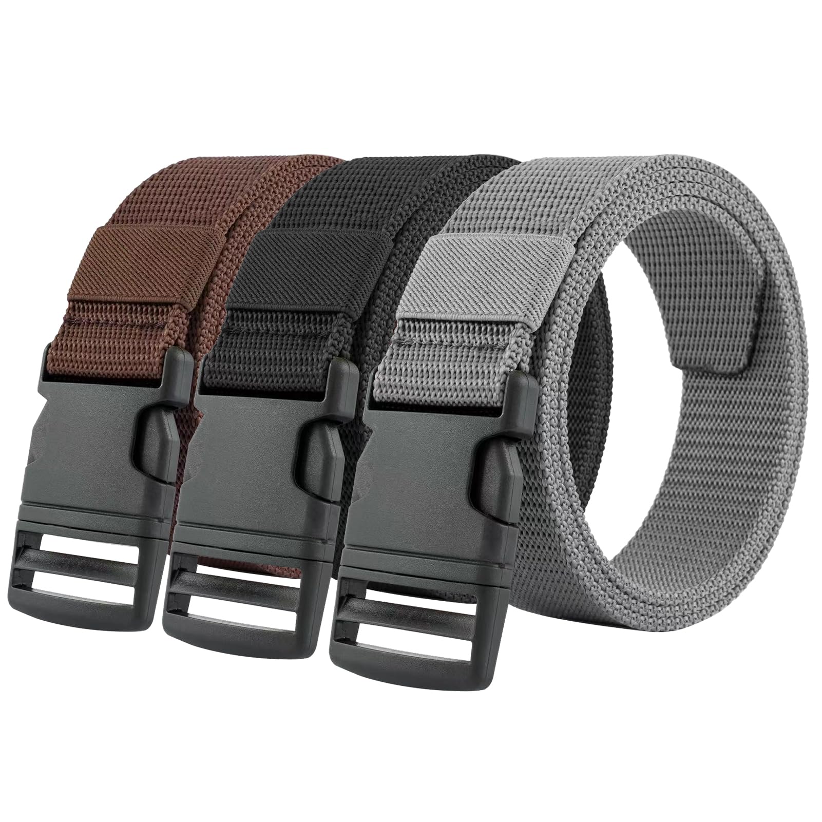 AQKTADXI Mens Belts Ultimate Nylon Buckle Belt for Men VersatileTactical Belt Golf Belt and Adjustable. Mission Belts for Men 3Pack