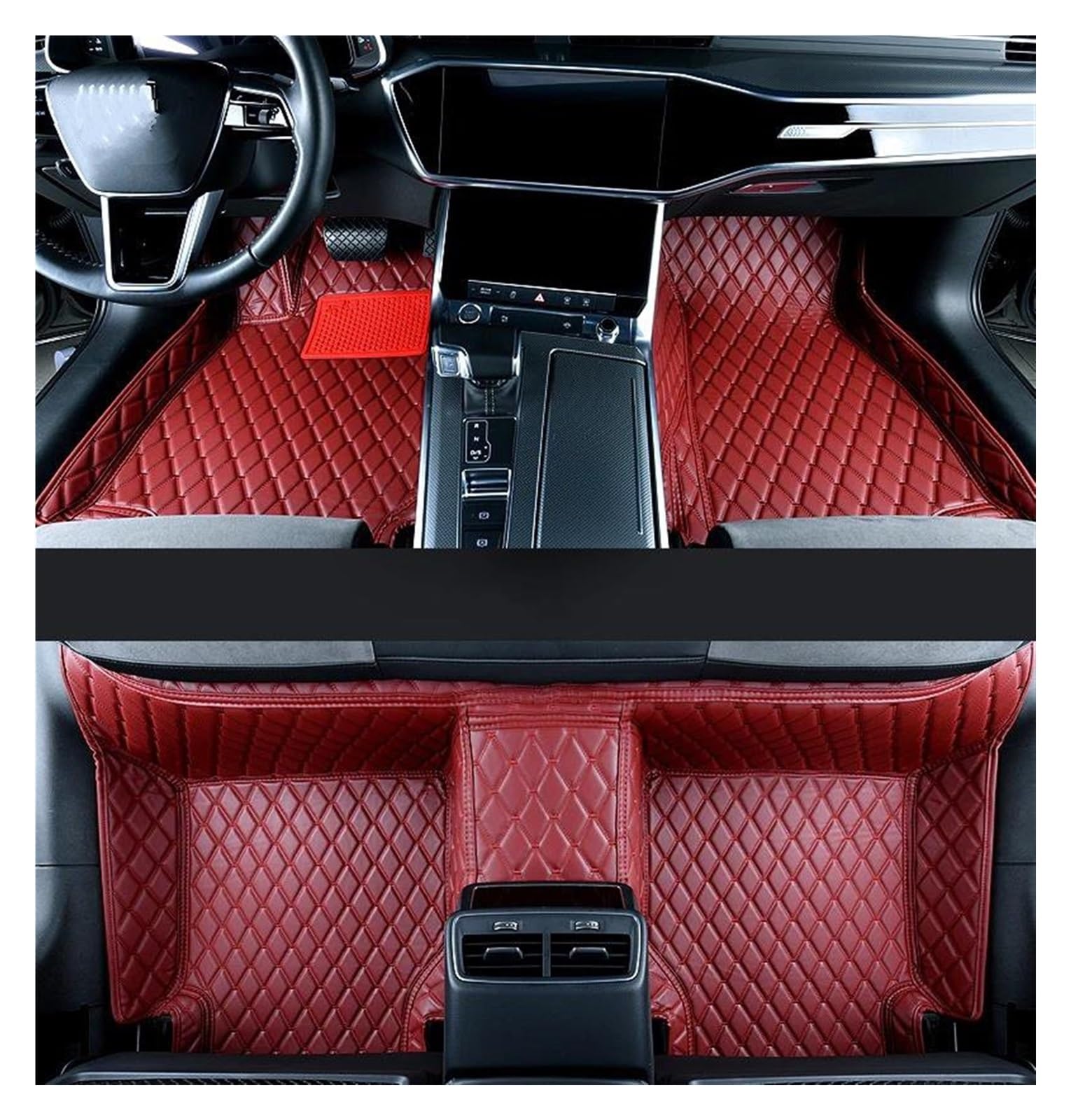 Tapis de sol voiture cuir haut de gamme bordeaux pour BMW F11 Touring