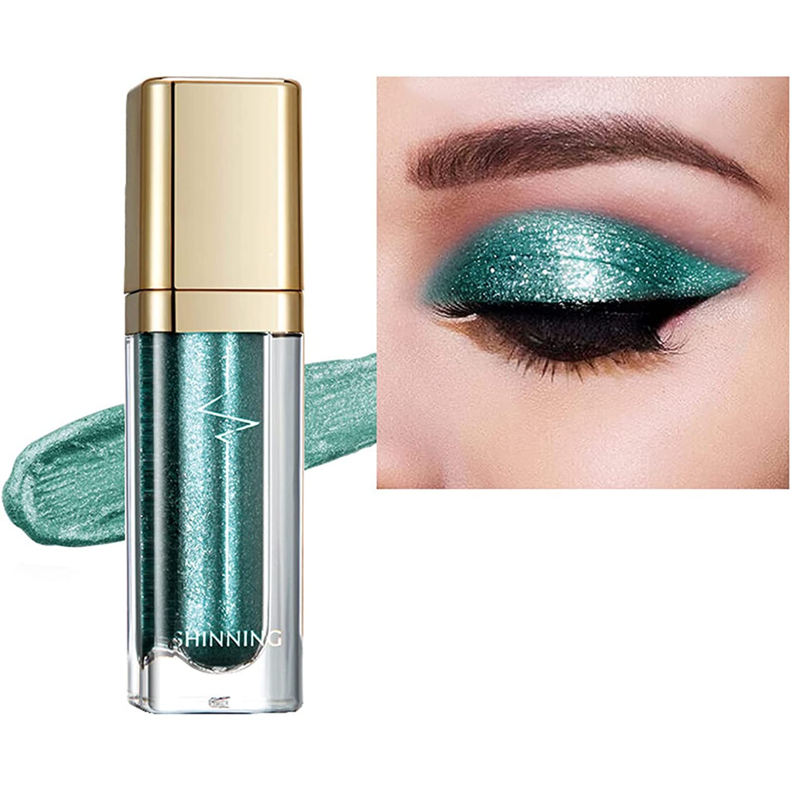 Sombra de Ojos Líquida,Sombras de Ojos Líquida Brillante,Sombra Ojos Purpurina,Sombra Ojos Brillante,Sombra Ojos Waterproof,para Bodas o Maquillaje Diario