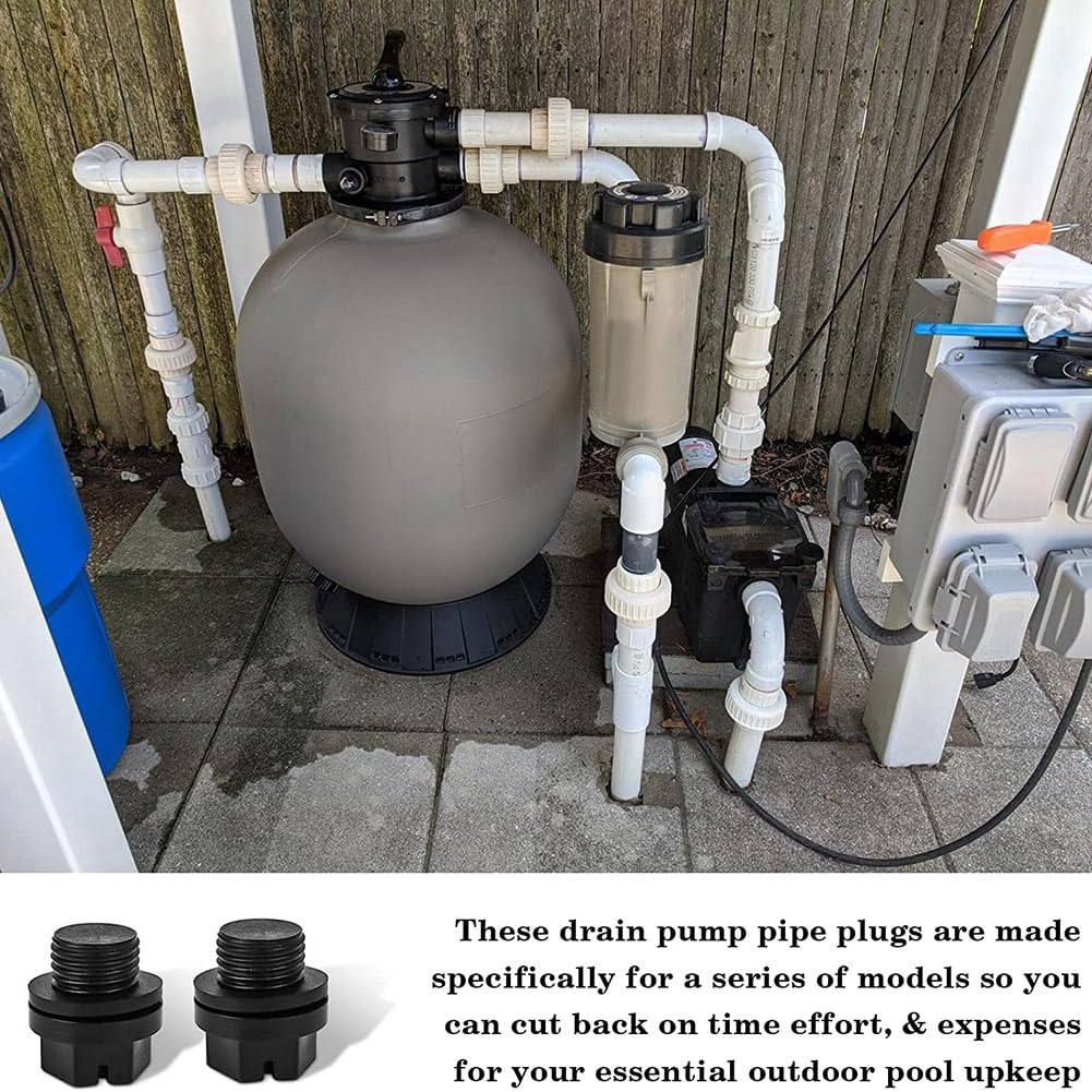 Lot De 8 Bouchons De Vidange Pour Pompe De Piscine Avec Joints - Noir, Plastique Résistant
