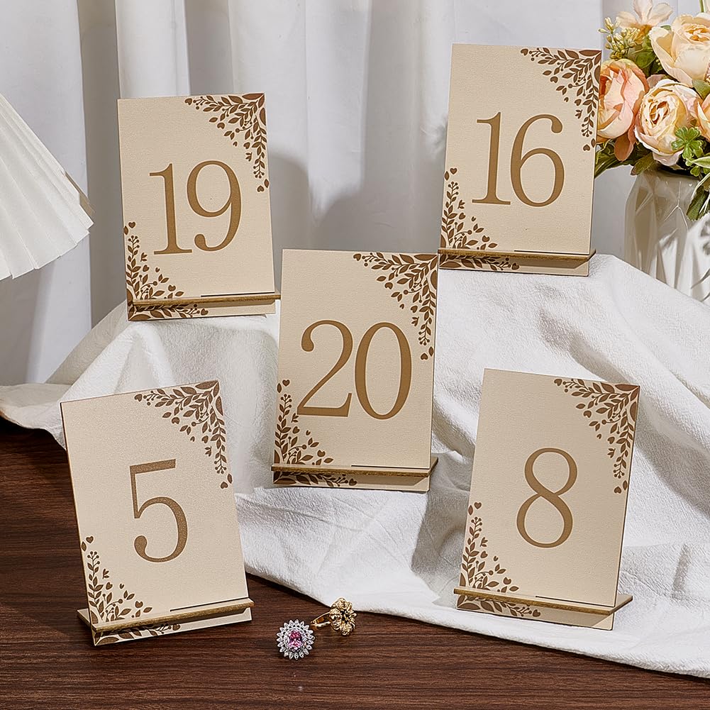 PH PandaHall 20pz Numeri Tavoli Ristorante Numeri da Tavolo in Legno Numero 1-20 con Base di Supporto per Matrimonio Feste Tavoli Addio Al Nubilato Banchetto Ristorante, 13.5x9cm
