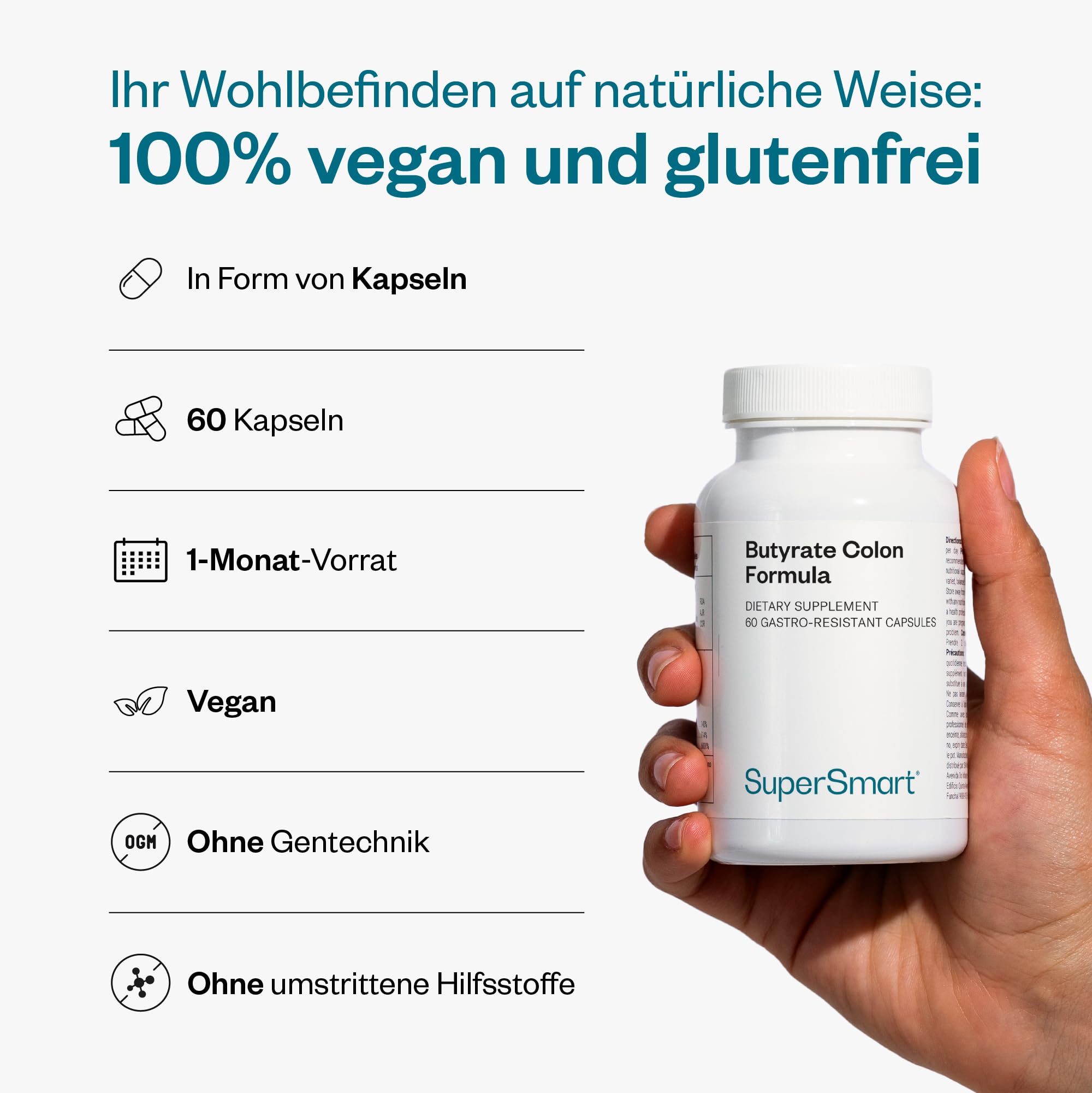 Butyrate Colon Formula - 60 magensaftresistente Kapseln - SuperSmart