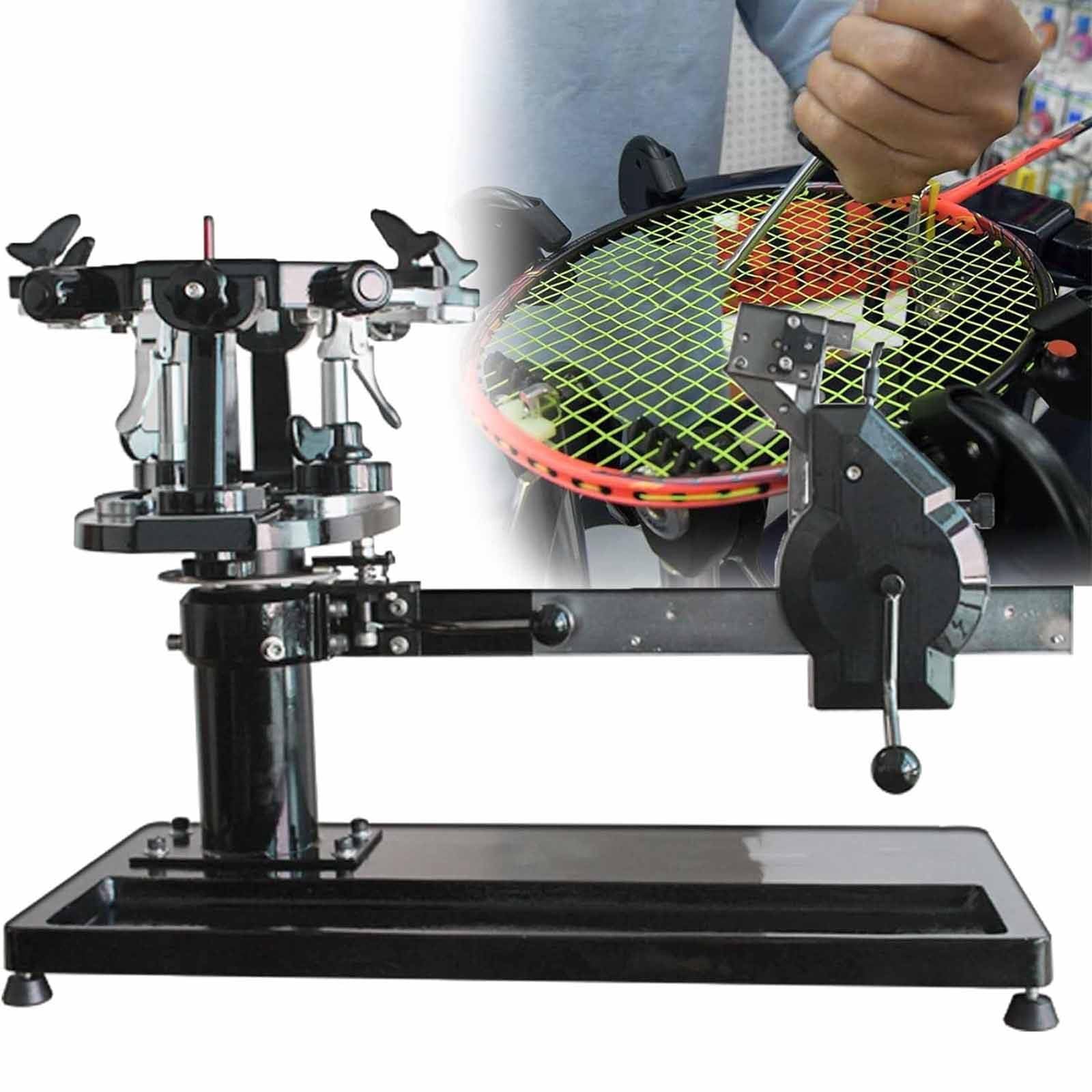 Incordatrice per racchette da badminton e tennis, doppio uso, con strumenti di trazione completa e piattaforma girevole a 360 gradi per un facile utilizzo