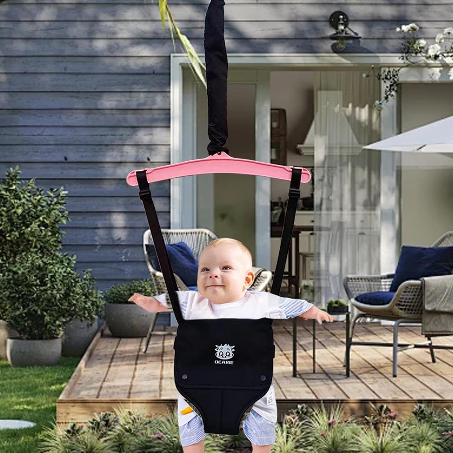 Generic Saltador de puerta para niños, Correa Ajustable, Correa para puerta de bebé, Puente de puerta para bebé, Puente y gorilas, fácil de instalar, para bebés de 6 Meses en adelante, Black
