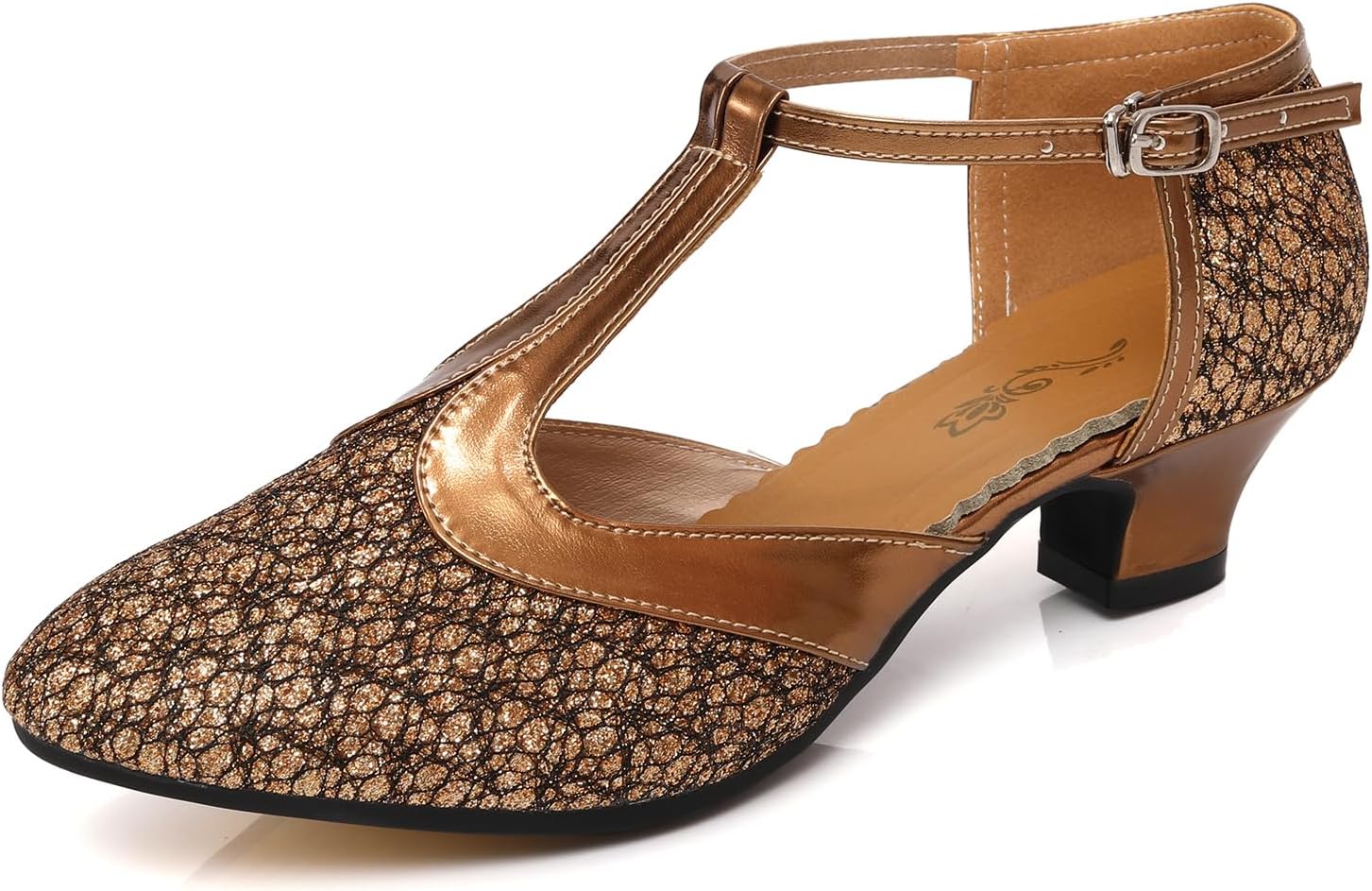 Women's Flapper Shoes T-Strap Vintage Gatsby 1920s Dance Shoes Latin Tango Salsa Ballroom Heels