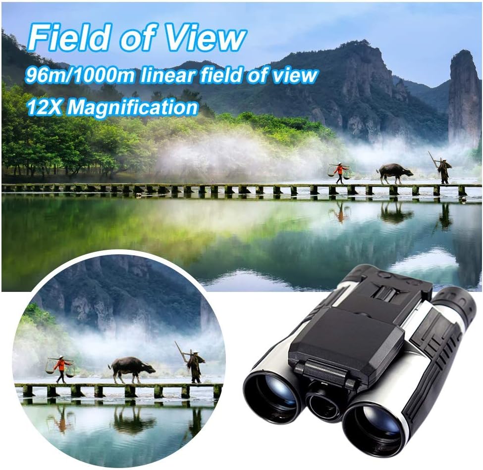 Digital Camera Binoculars 12x32 Outdoor High Definition Telescope Multi Functional Video Recording Binocular with 2" LCD Display