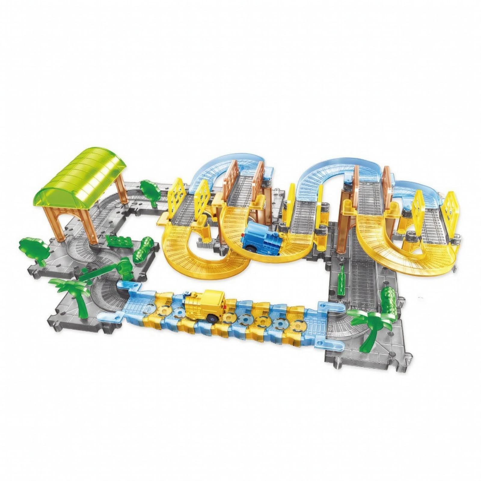 Set Trenino con Binari in Plastica da Assemblare Giocattolo con Trenino a Batria Elettrico Pista Giocattolo Elettrica per Bambini 7-14 Anni